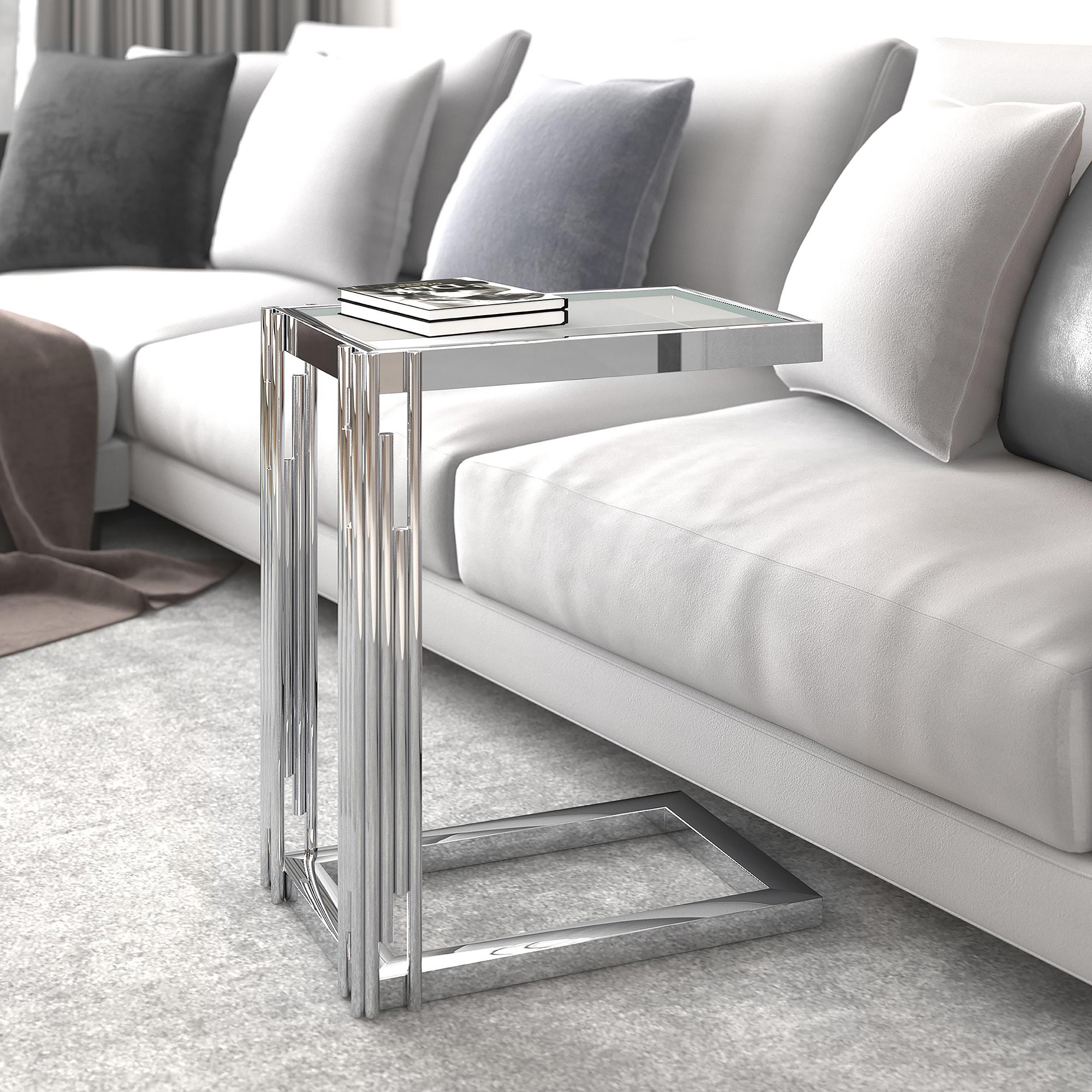  !nspire Estrel 501-630CH_S Small Accent Table - Silver IMAGE 2