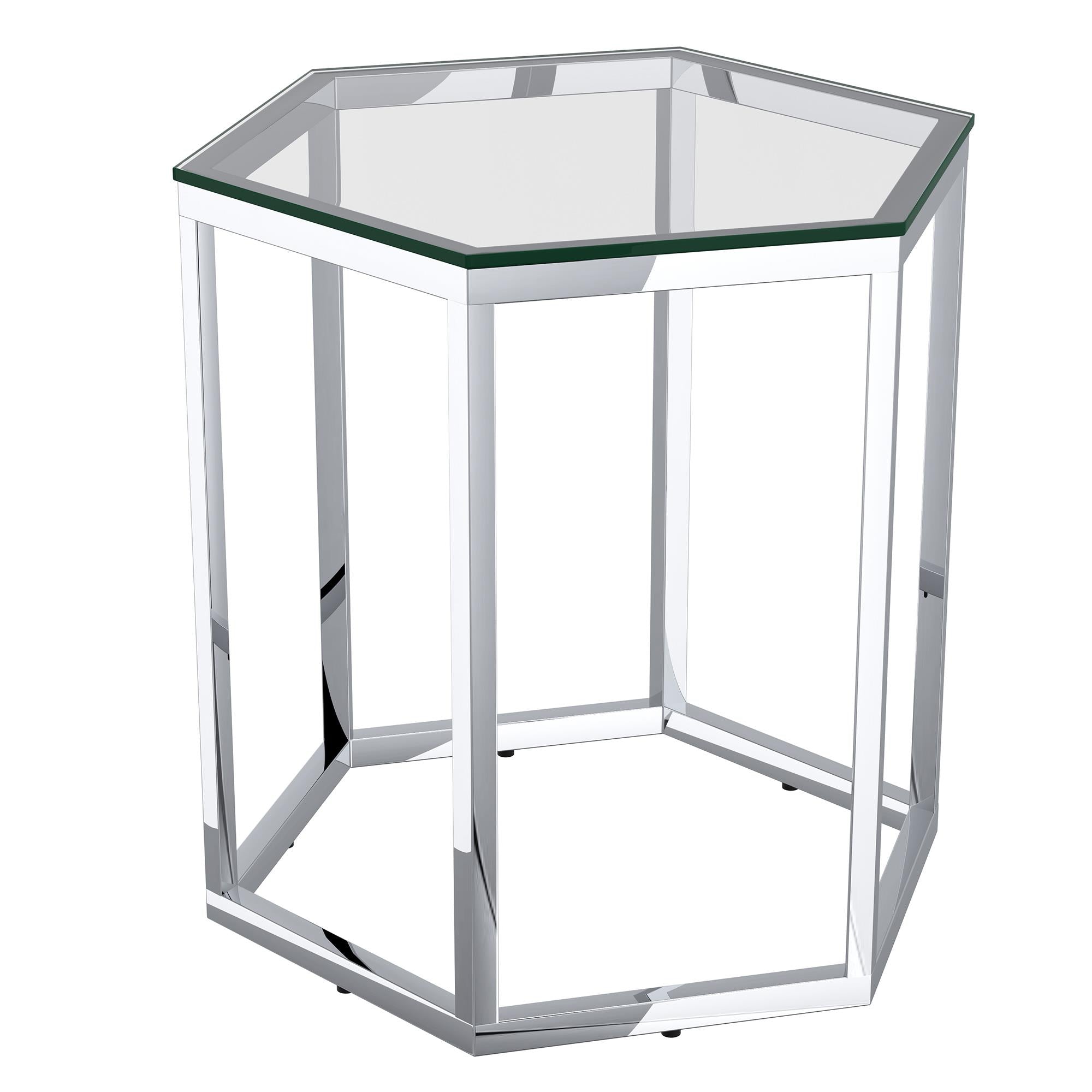  !nspire Fleur 501-635CH Accent Table - Silver IMAGE 1