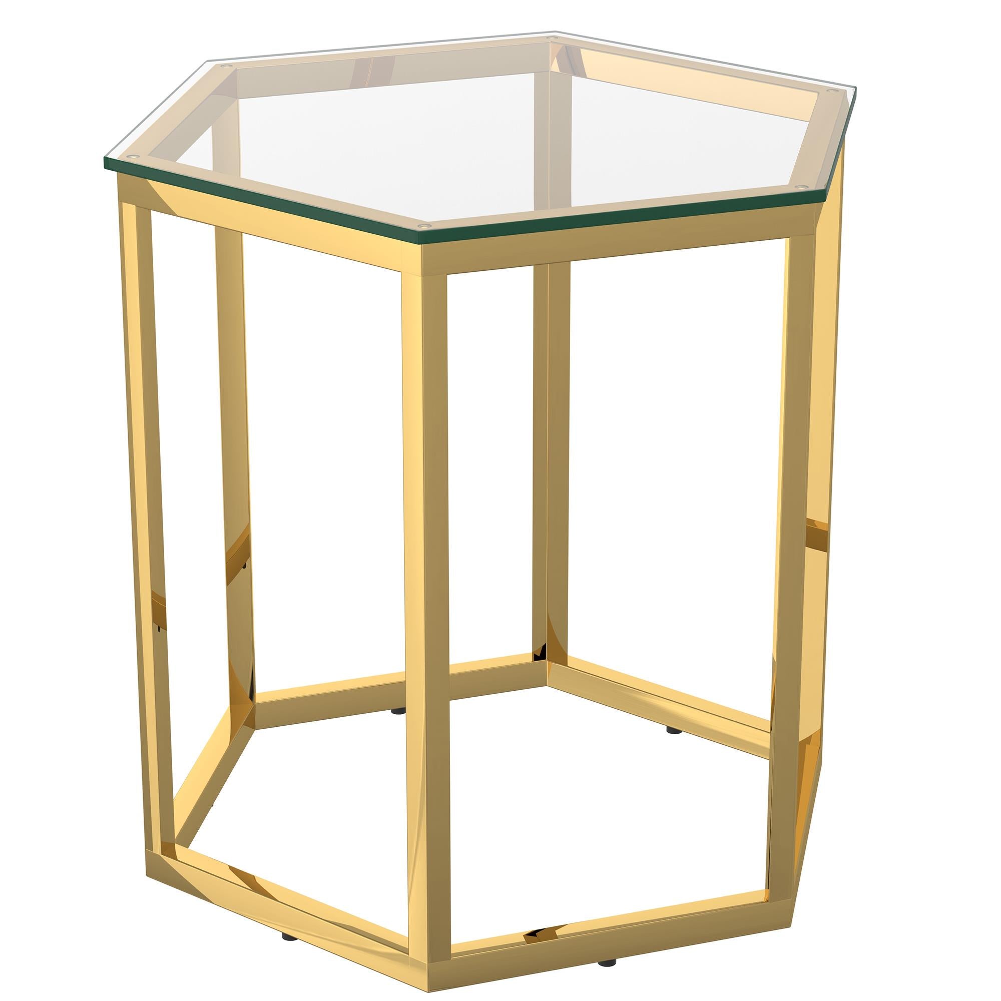  !nspire Fleur 501-635GL Accent Table - Gold IMAGE 1