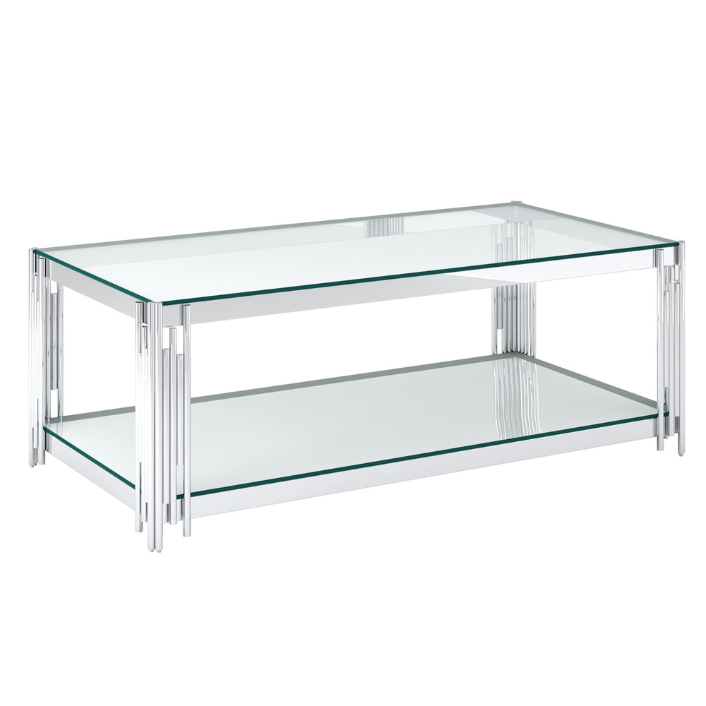  !nspire Estrel 301-630CH Rectangular Coffee Table - Silver IMAGE 1
