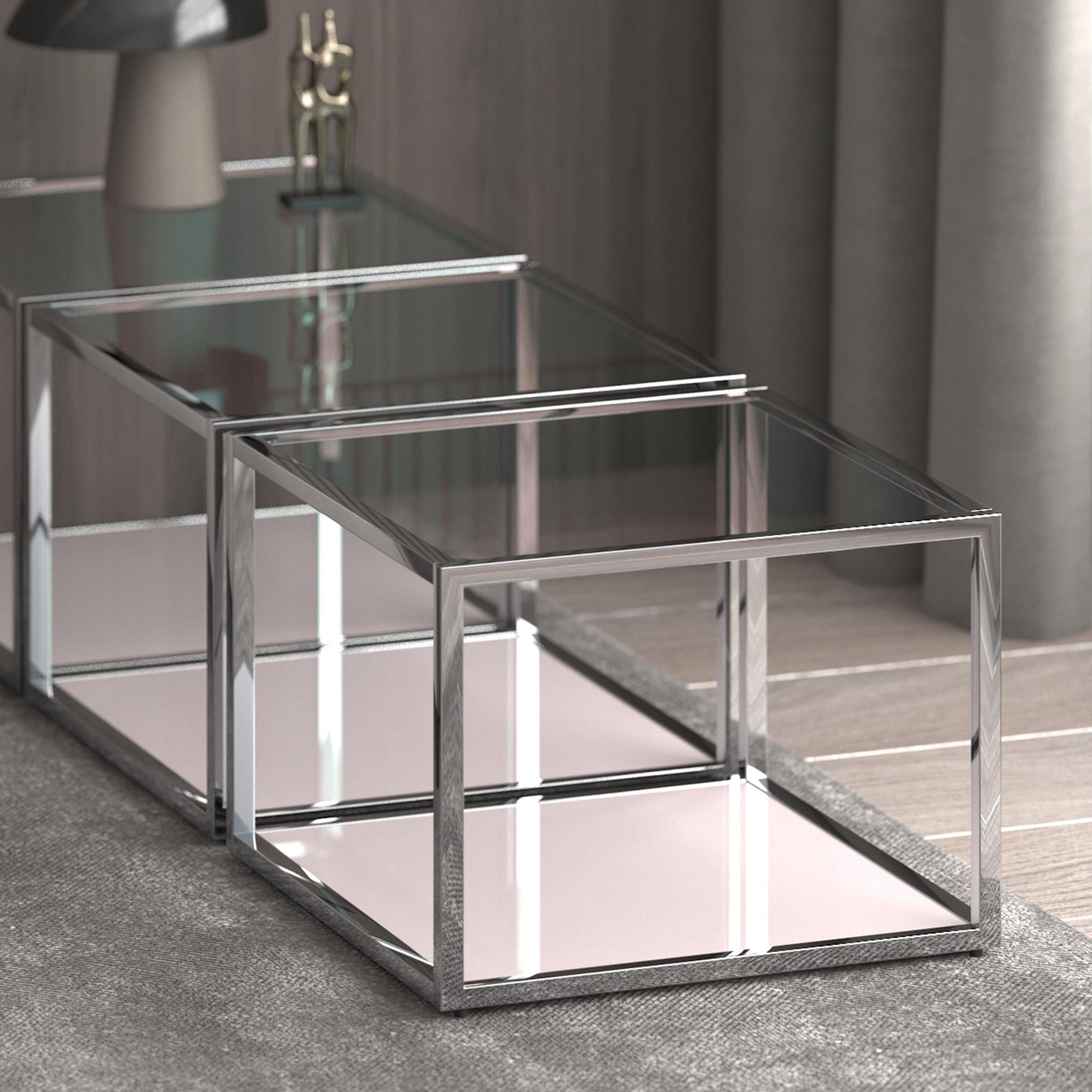  !nspire Casini 301-632CH_L Large Square Coffee Table - Silver IMAGE 2