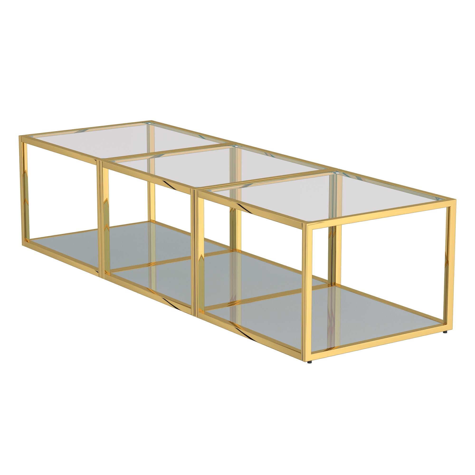  !nspire Casini 303-632GL_S 3 pc Small Coffee Table Set - Gold IMAGE 1