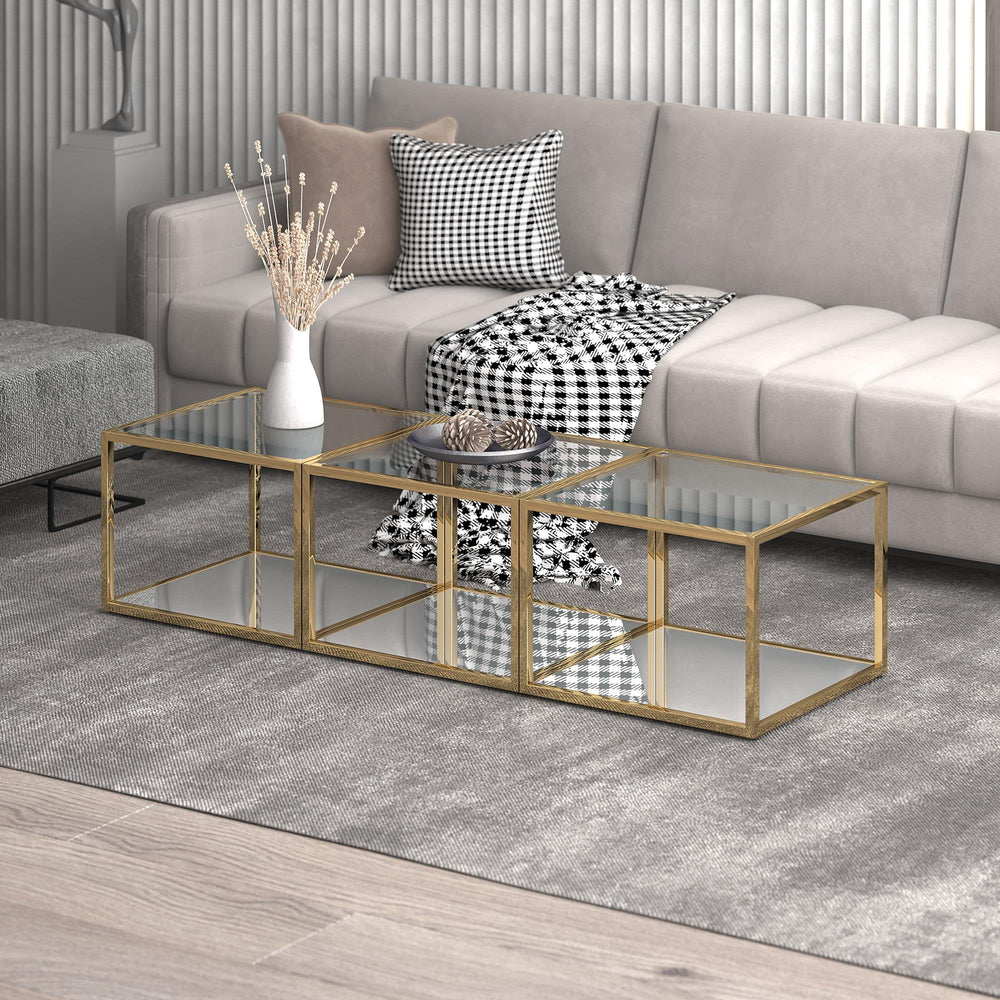  !nspire Casini 303-632GL_S 3 pc Small Coffee Table Set - Gold IMAGE 2