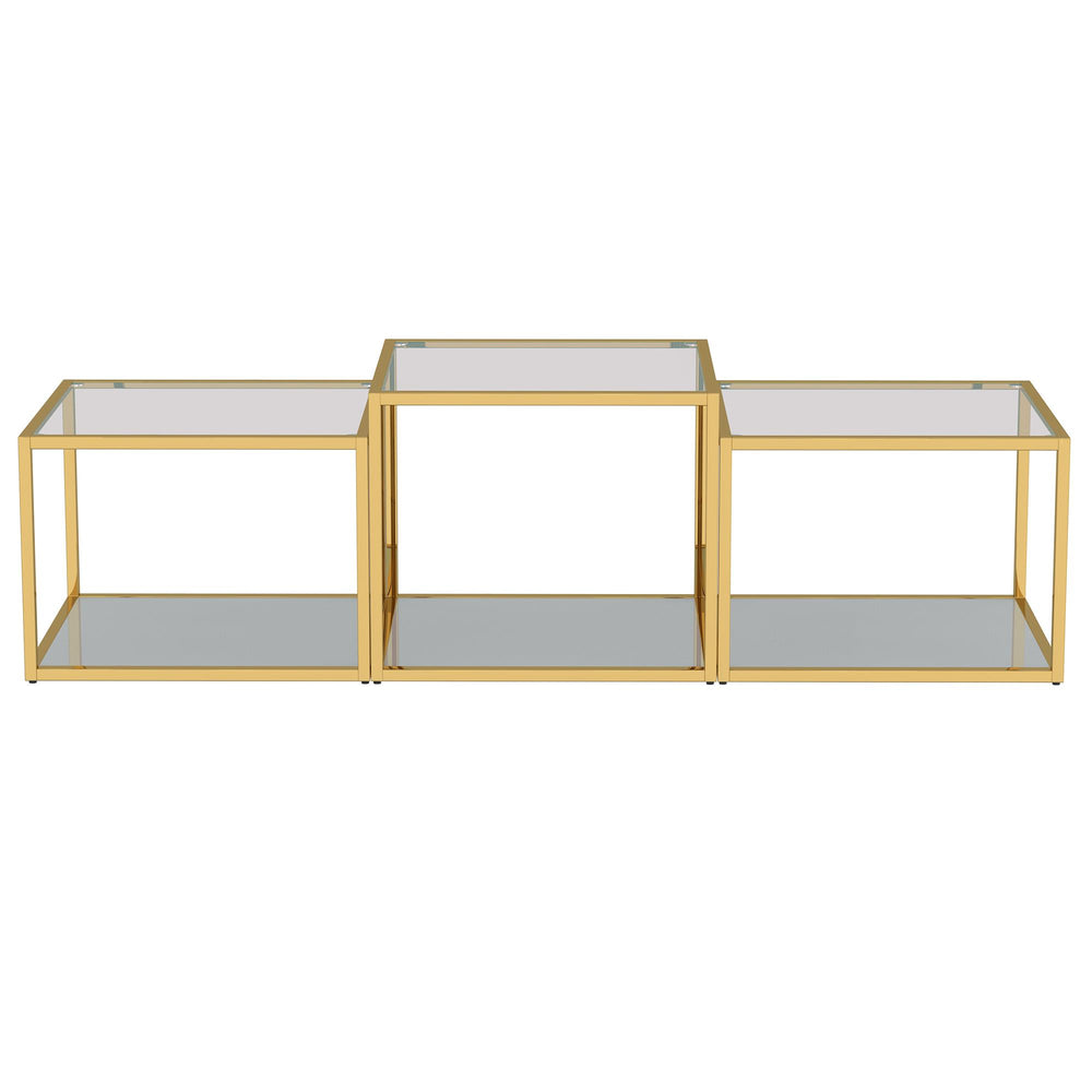  !nspire Casini 303-632GL-3 3 pc Multi-Tier Coffee Table Set - Gold IMAGE 3