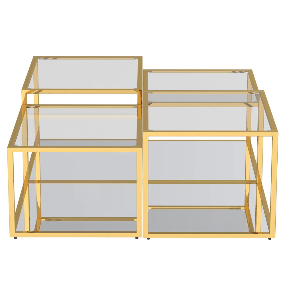  !nspire Casini 303-632GL-4 4 pc Multi-Tier Coffee Table Set - Gold IMAGE 3