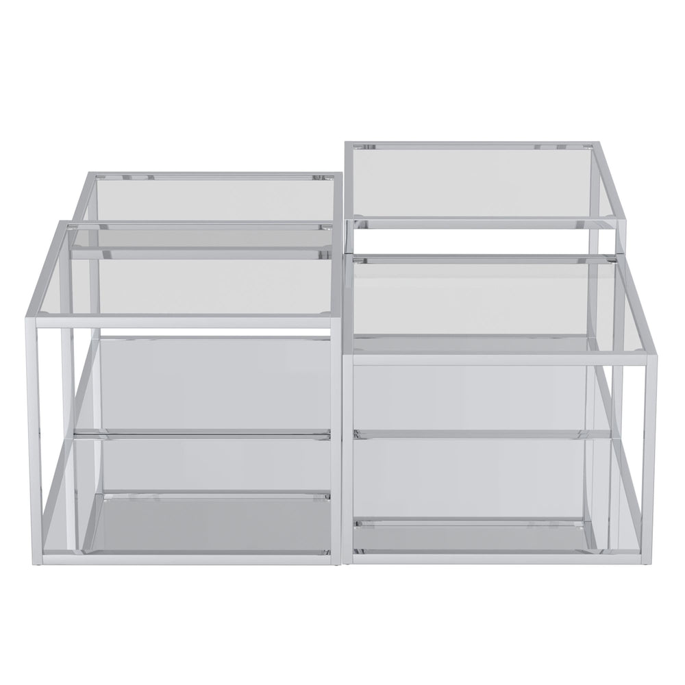  !nspire Casini 303-632CH-4 4 pc Multi-Tier Coffee Table Set - Silver IMAGE 4