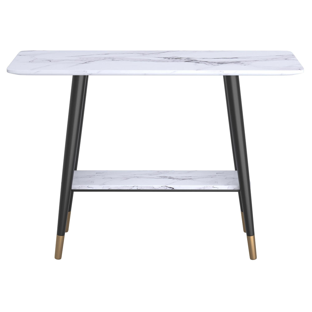  !nspire Emery 502-294WT 2-Tier Console Table - White Faux Marble IMAGE 3