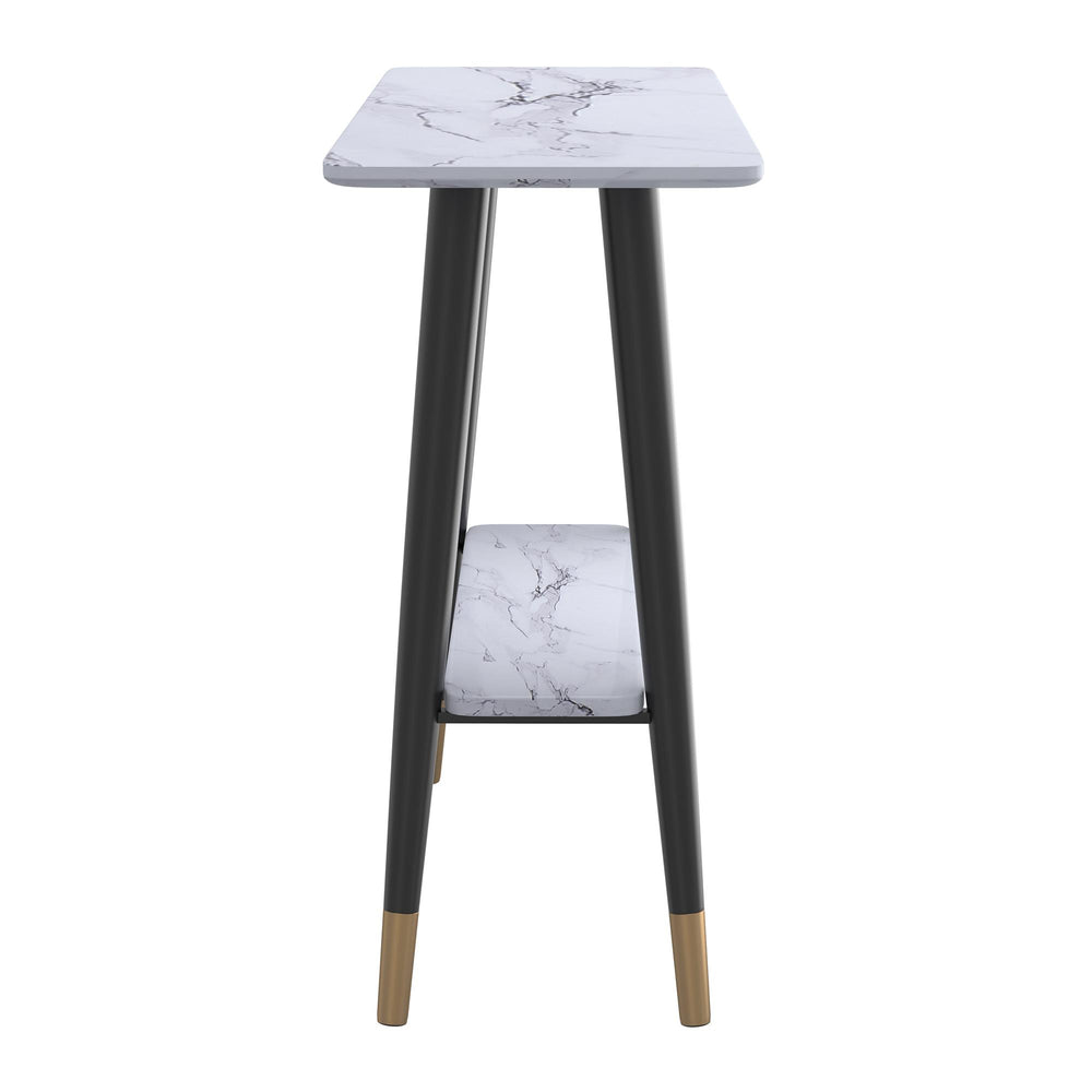  !nspire Emery 502-294WT 2-Tier Console Table - White Faux Marble IMAGE 4