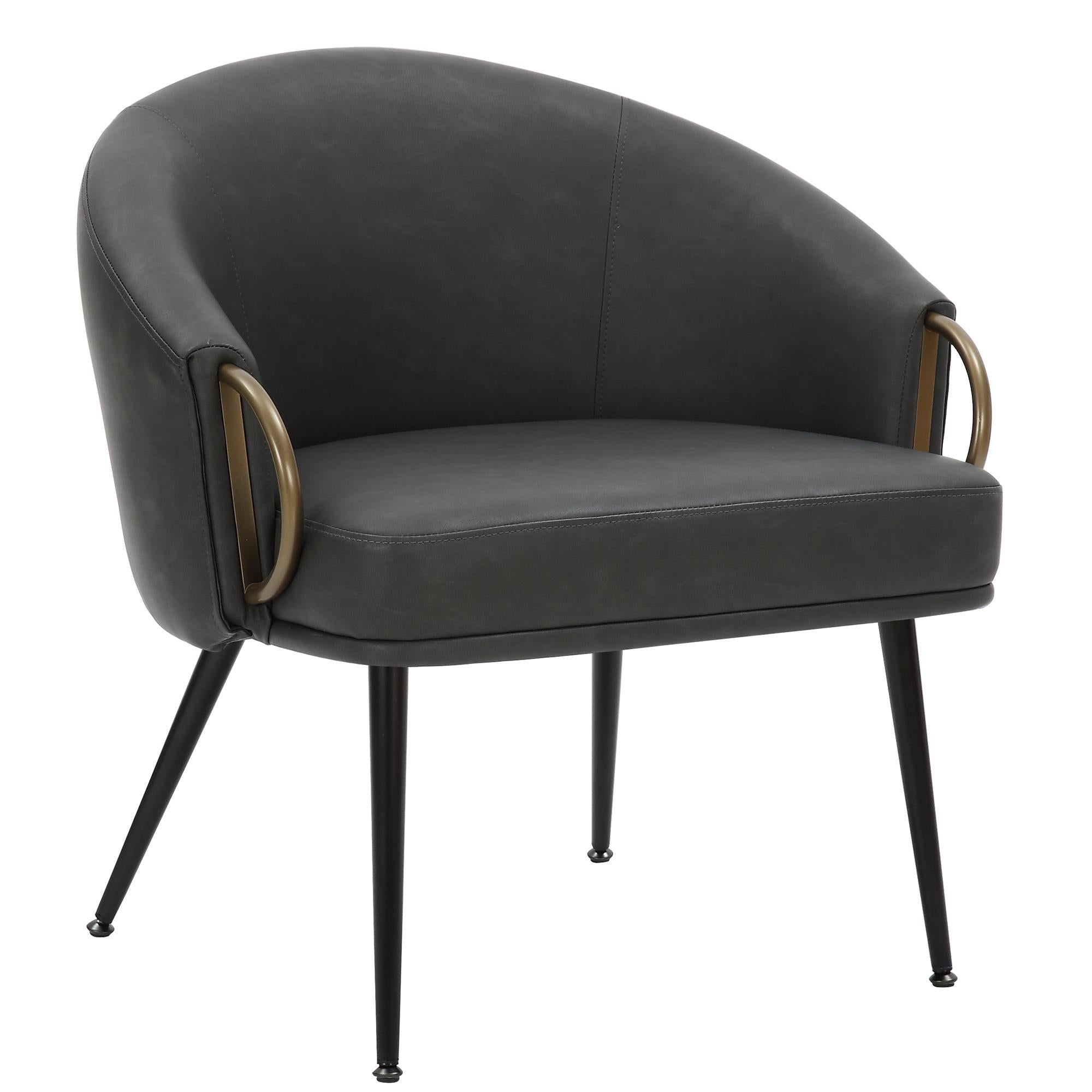  !nspire Zita 403-668CH Accent Chair - Vintage Charcoal Faux Leather and Black and Aged Gold IMAGE 1