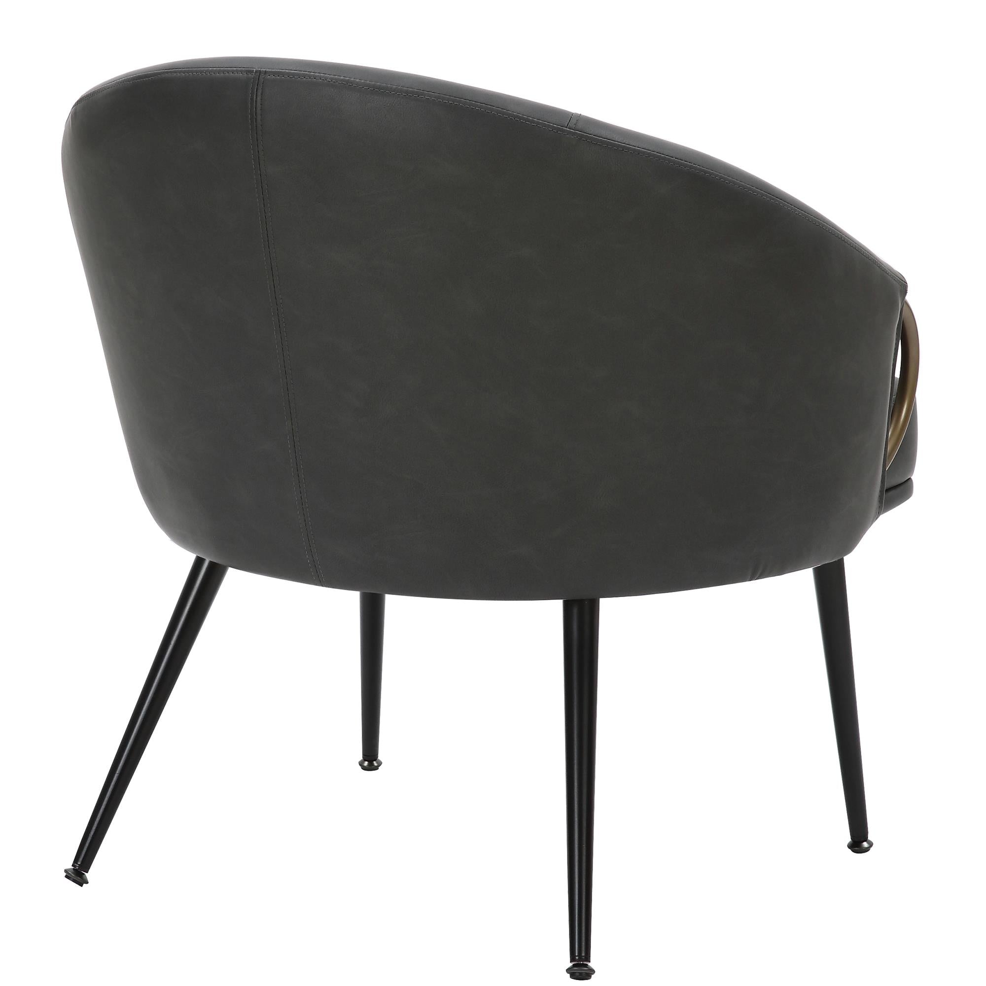  !nspire Zita 403-668CH Accent Chair - Vintage Charcoal Faux Leather and Black and Aged Gold IMAGE 3