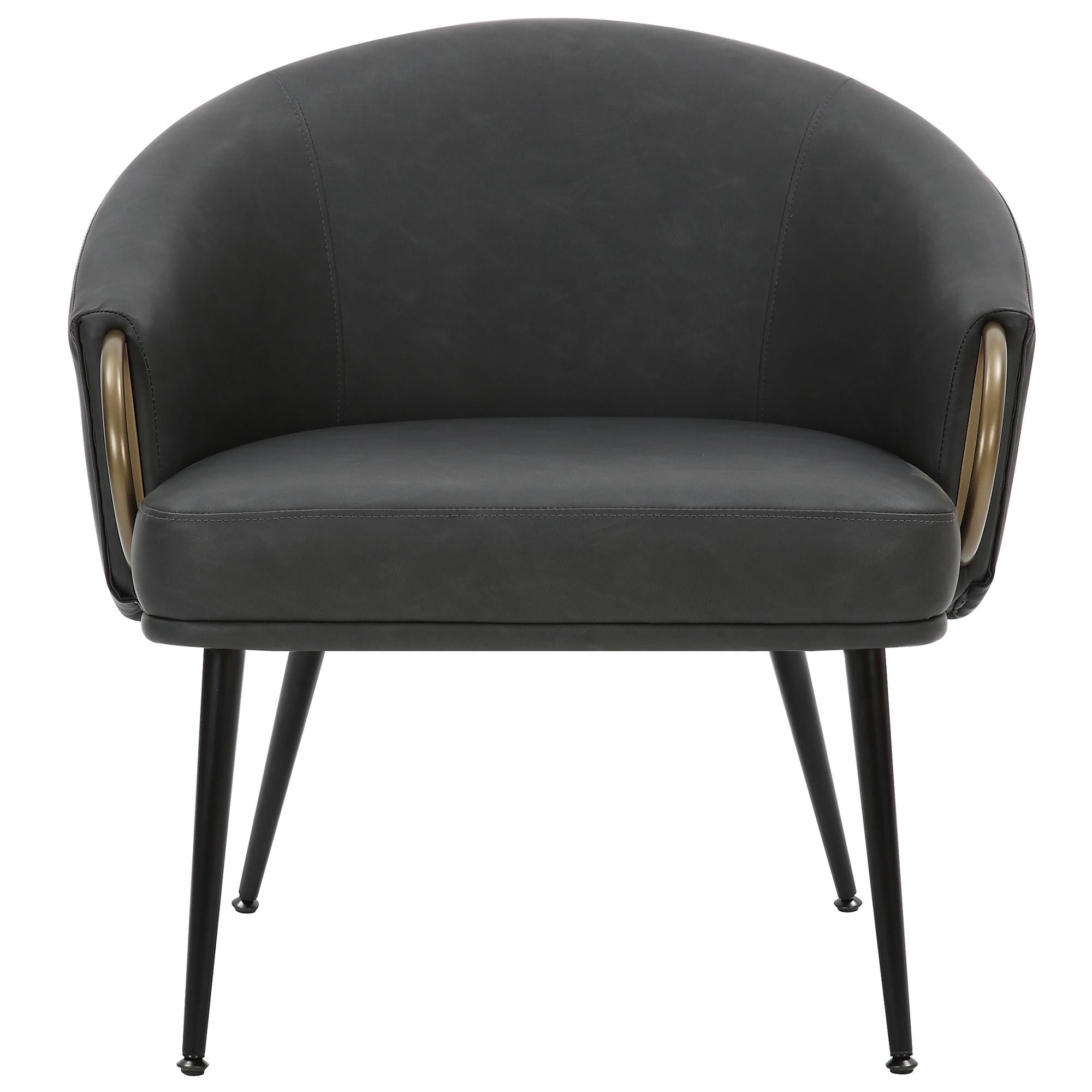  !nspire Zita 403-668CH Accent Chair - Vintage Charcoal Faux Leather and Black and Aged Gold IMAGE 5