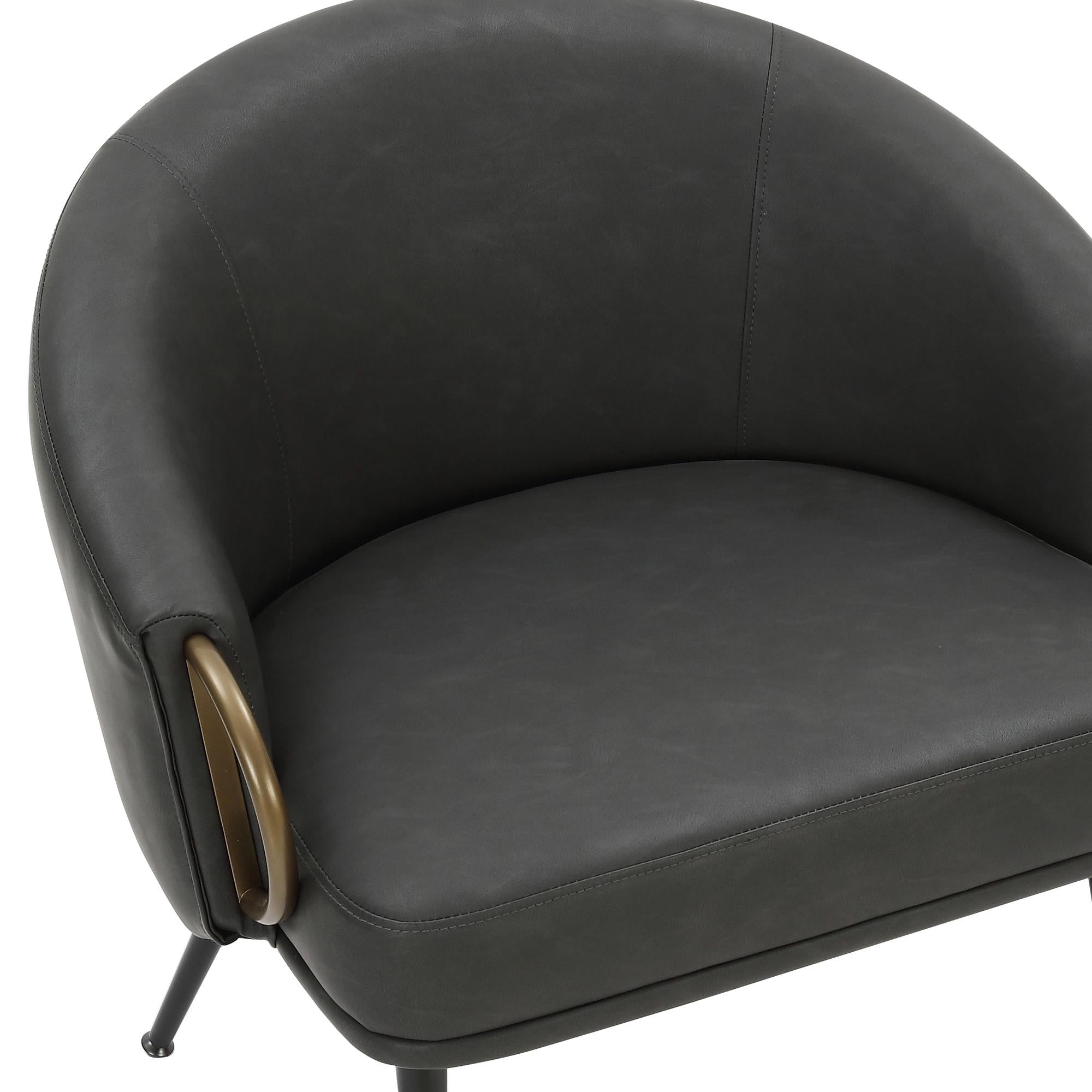  !nspire Zita 403-668CH Accent Chair - Vintage Charcoal Faux Leather and Black and Aged Gold IMAGE 6