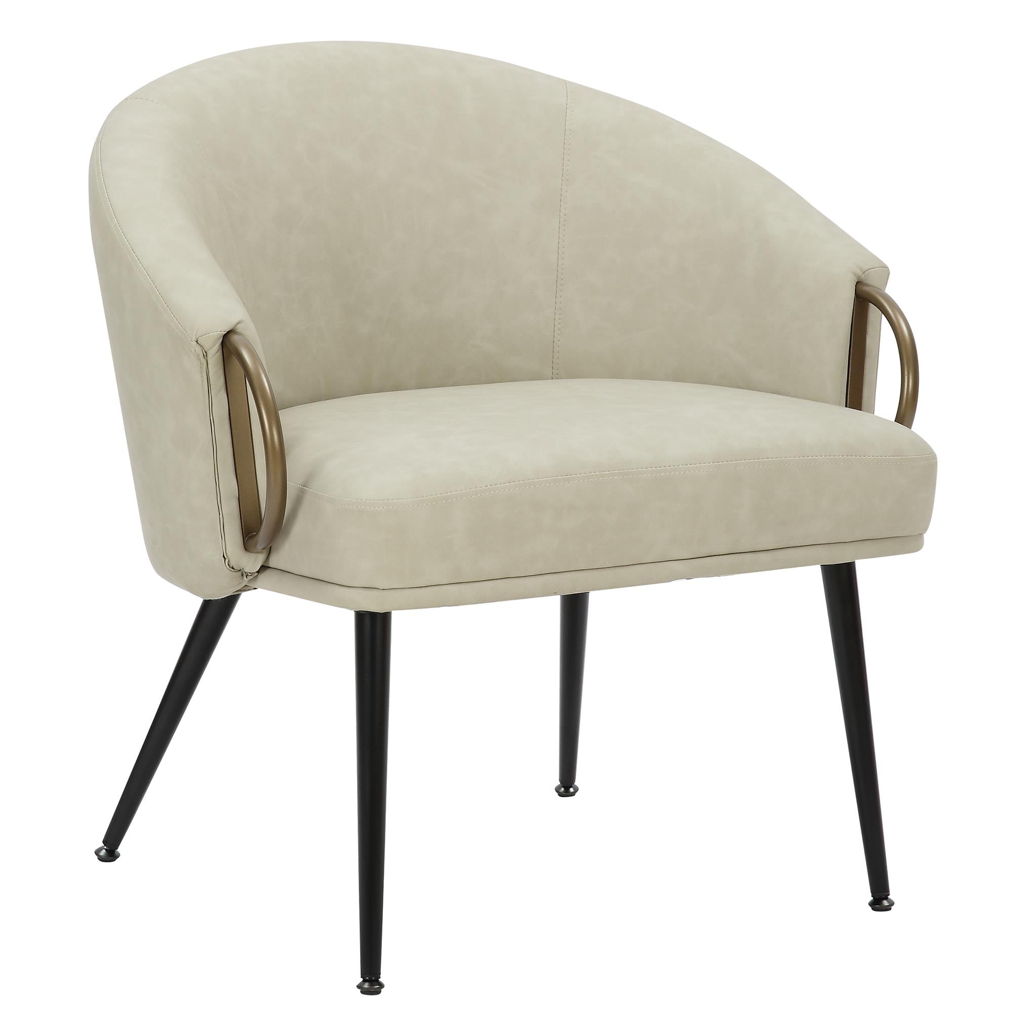  !nspire Zita 403-668IV Accent Chair - Vintage Ivory Faux Leather and Black and Aged Gold IMAGE 1