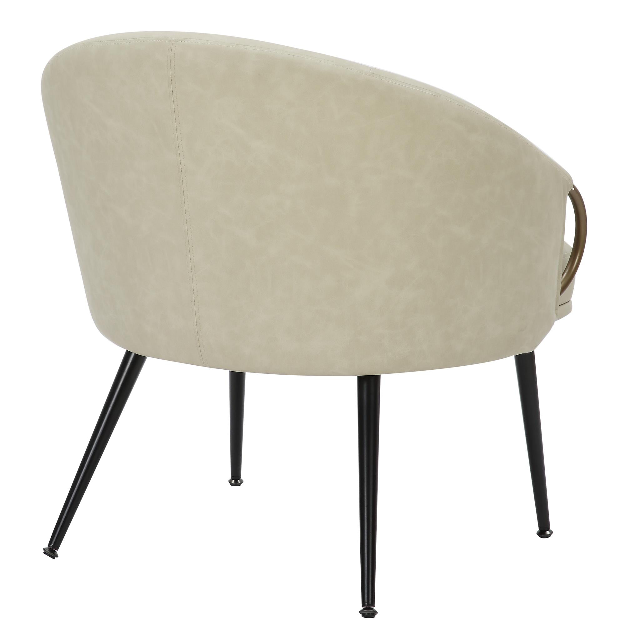  !nspire Zita 403-668IV Accent Chair - Vintage Ivory Faux Leather and Black and Aged Gold IMAGE 3