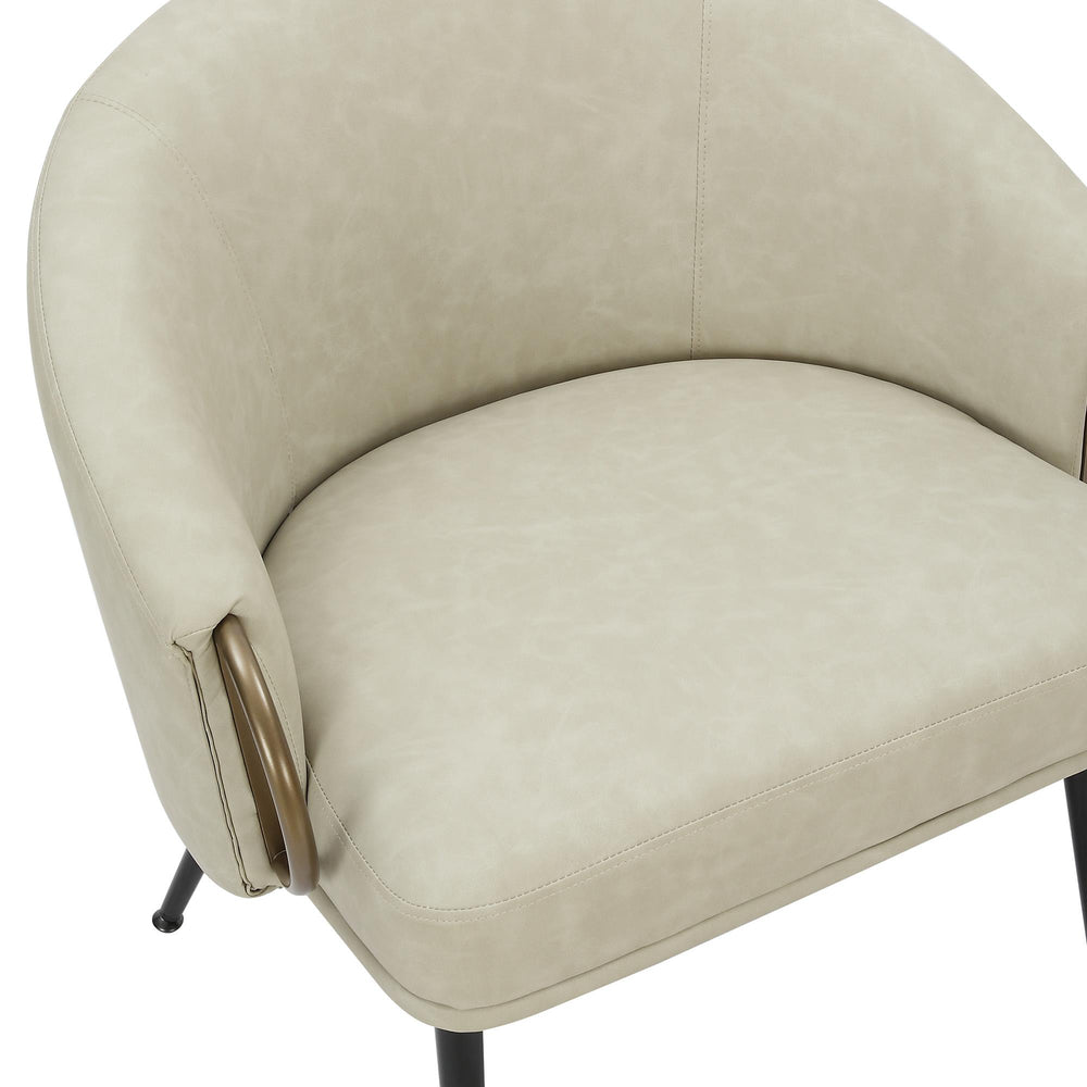  !nspire Zita 403-668IV Accent Chair - Vintage Ivory Faux Leather and Black and Aged Gold IMAGE 6