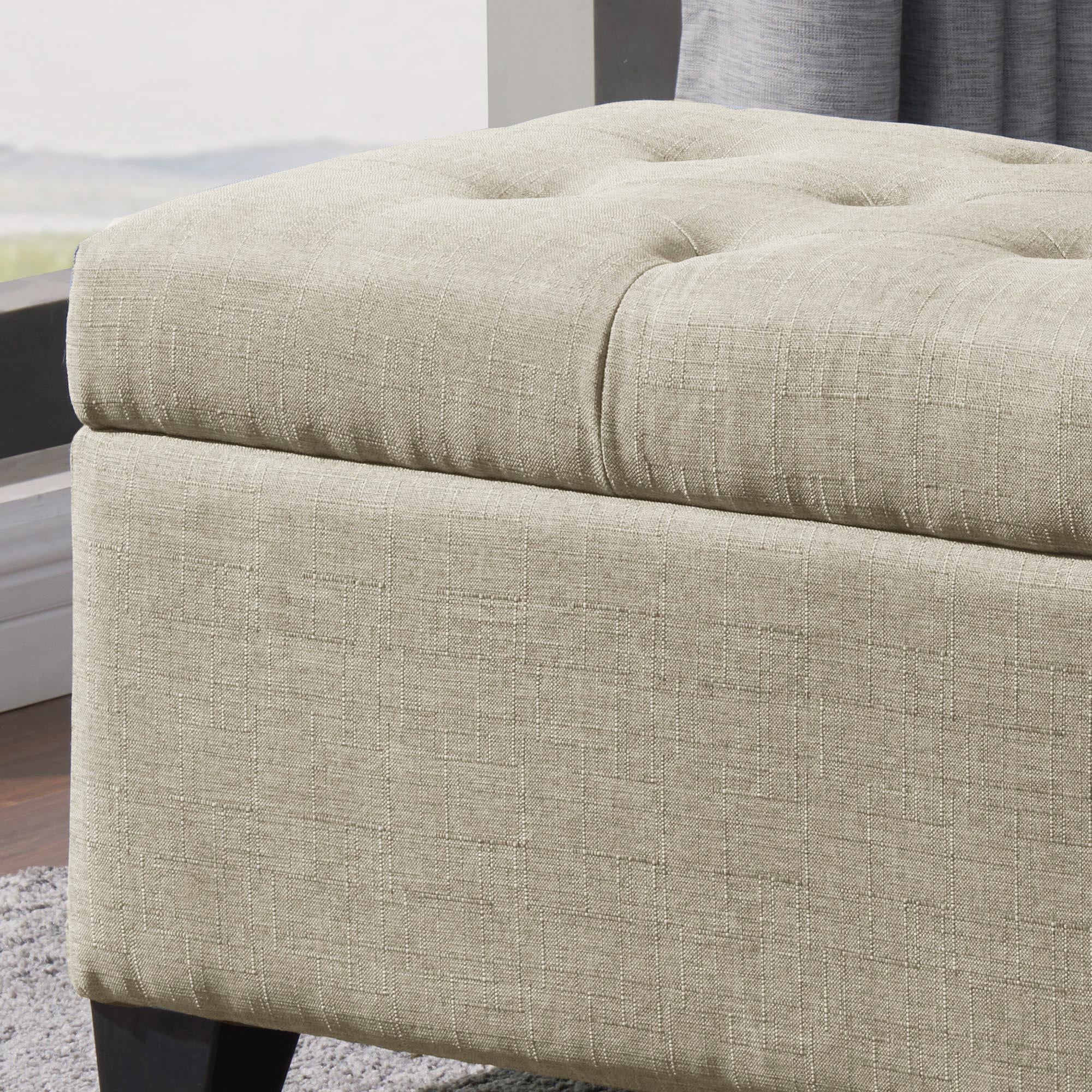  Worldwide Home Furnishings Harper 402-503BG Rectangular Storage Ottoman Bench - Beige IMAGE 5