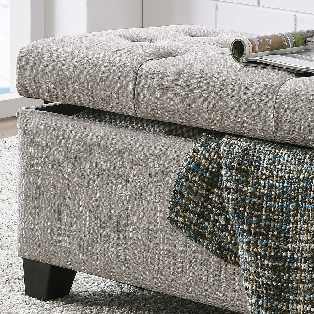  Worldwide Home Furnishings Harper 402-503LG Rectangular Storage Ottoman Bench - Light Grey IMAGE 5