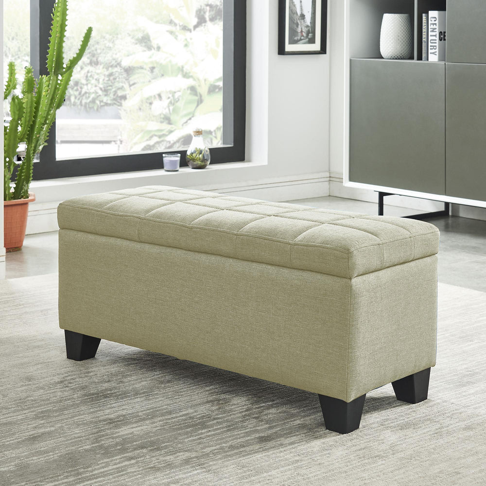  Worldwide Home Furnishings Lila 402-777BG Rectangular Storage Ottoman Bench - Beige IMAGE 2