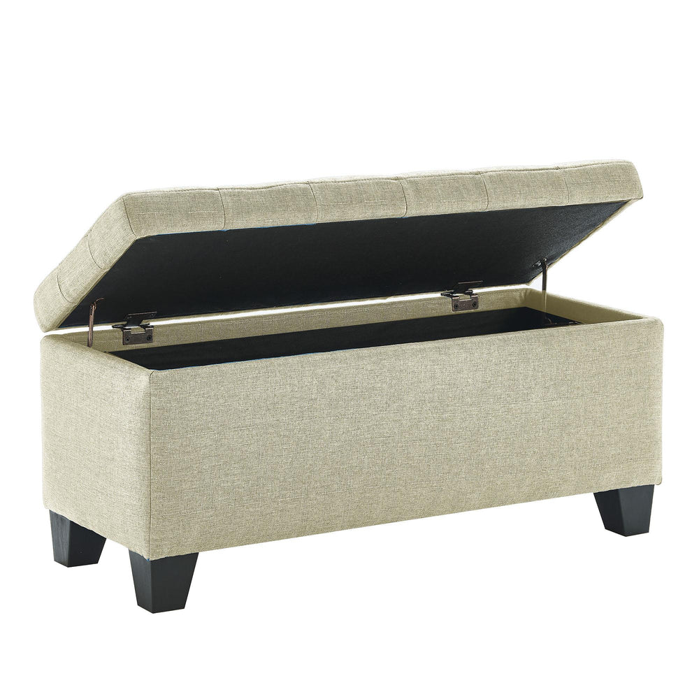  Worldwide Home Furnishings Lila 402-777BG Rectangular Storage Ottoman Bench - Beige IMAGE 3