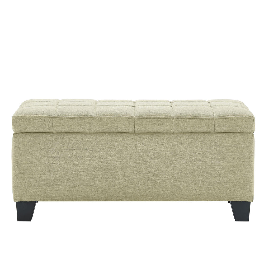 Worldwide Home Furnishings Lila 402-777BG Rectangular Storage Ottoman Bench - Beige IMAGE 4
