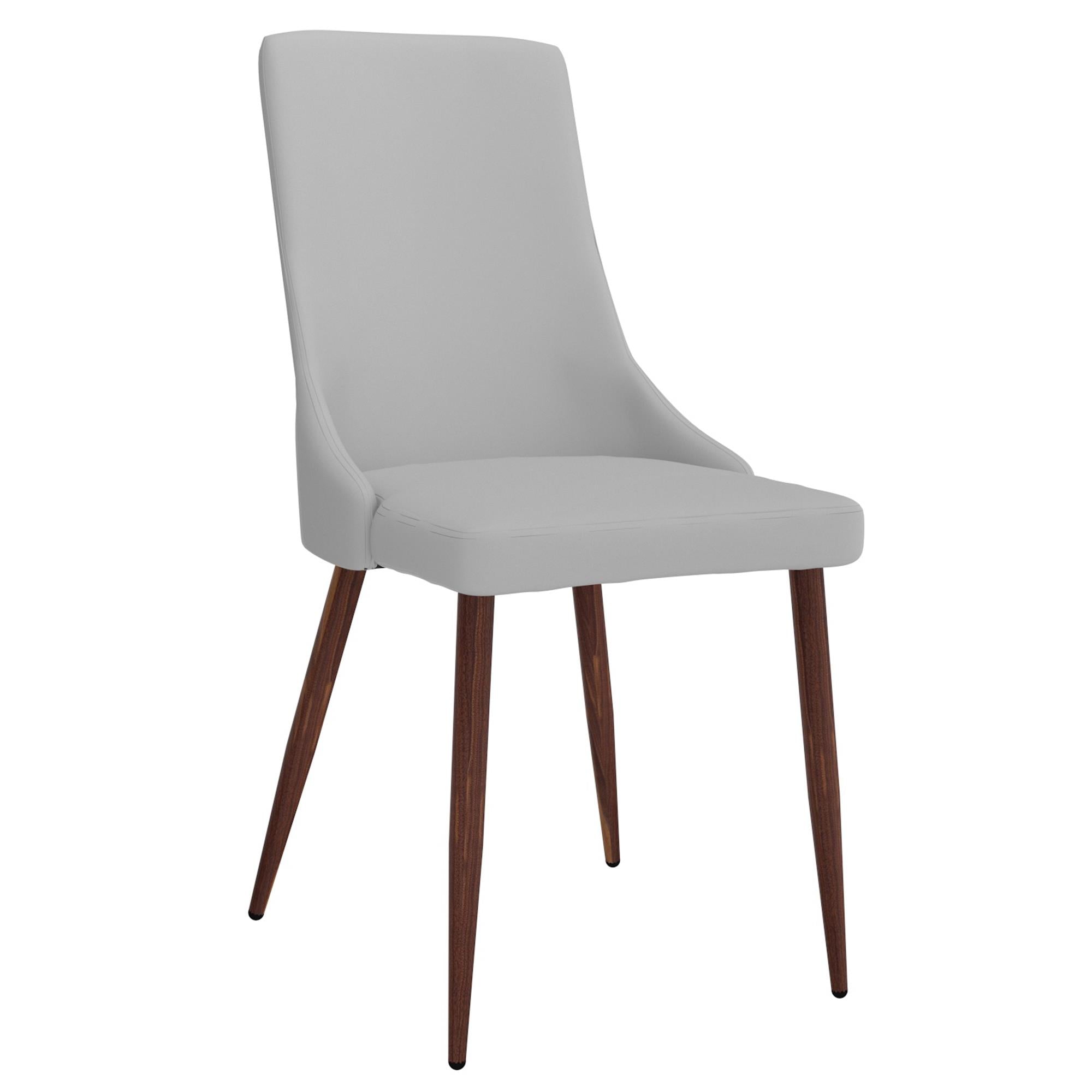  Worldwide Home Furnishings Cora 202-182PULG Faux Leather Dining Chair - Light Grey and Walnut IMAGE 1