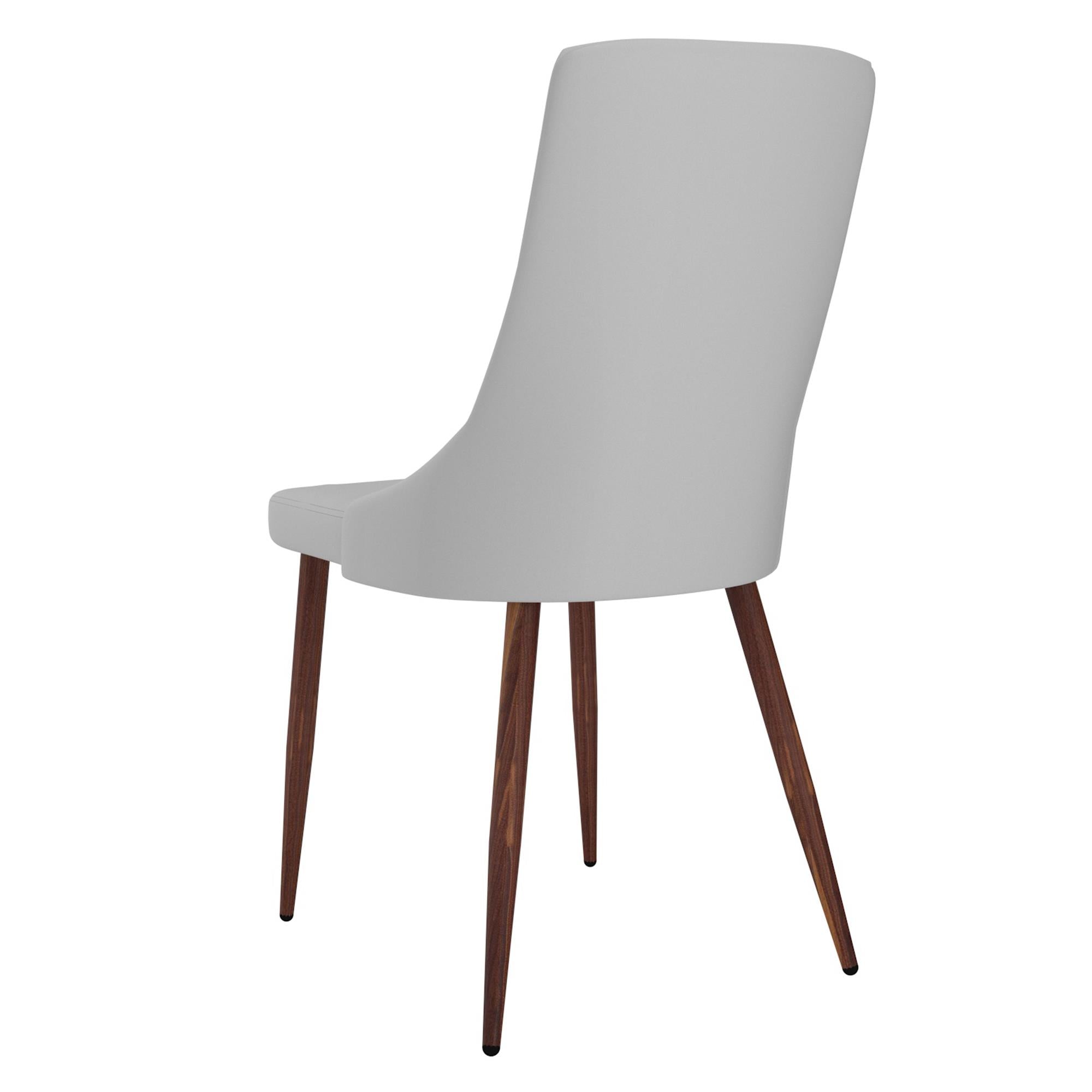  Worldwide Home Furnishings Cora 202-182PULG Faux Leather Dining Chair - Light Grey and Walnut IMAGE 3