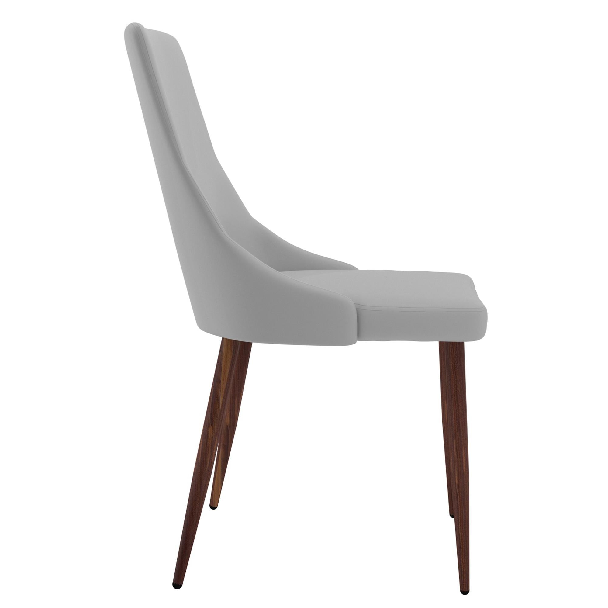  Worldwide Home Furnishings Cora 202-182PULG Faux Leather Dining Chair - Light Grey and Walnut IMAGE 4