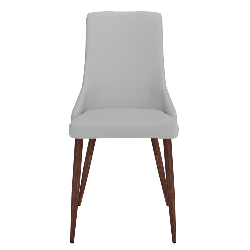  Worldwide Home Furnishings Cora 202-182PULG Faux Leather Dining Chair - Light Grey and Walnut IMAGE 5