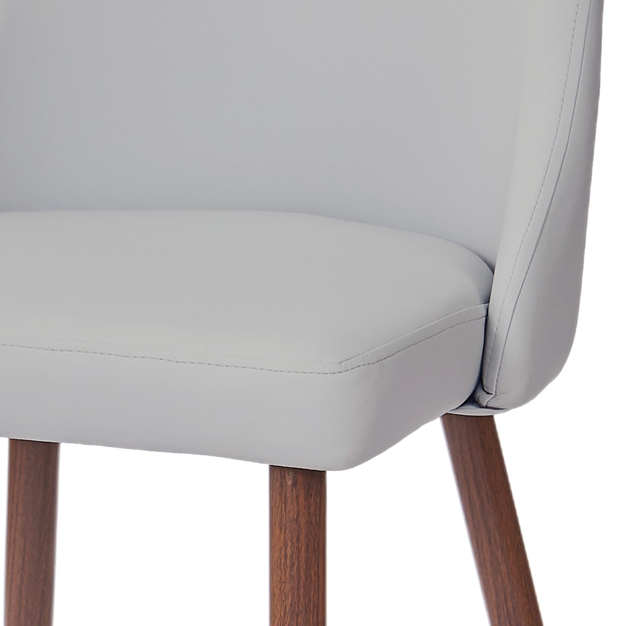  Worldwide Home Furnishings Cora 202-182PULG Faux Leather Dining Chair - Light Grey and Walnut IMAGE 6