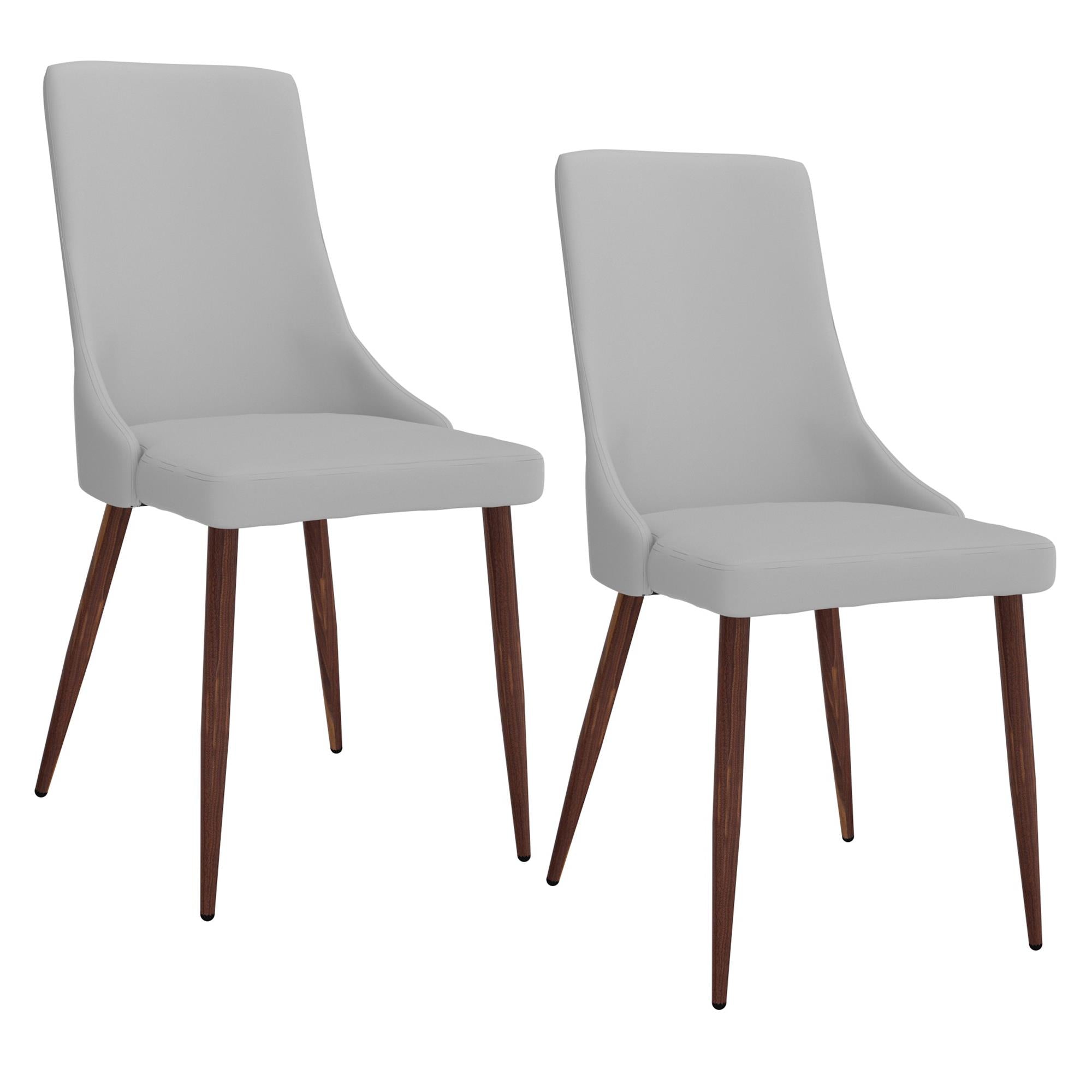  Worldwide Home Furnishings Cora 202-182PULG Faux Leather Dining Chair - Light Grey and Walnut IMAGE 7