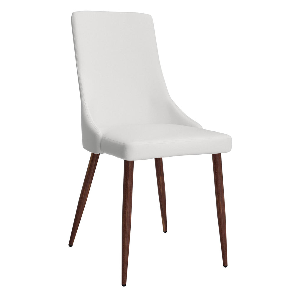  Worldwide Home Furnishings Cora 202-182PUWT Faux Leather Dining Chair - White and Walnut IMAGE 1