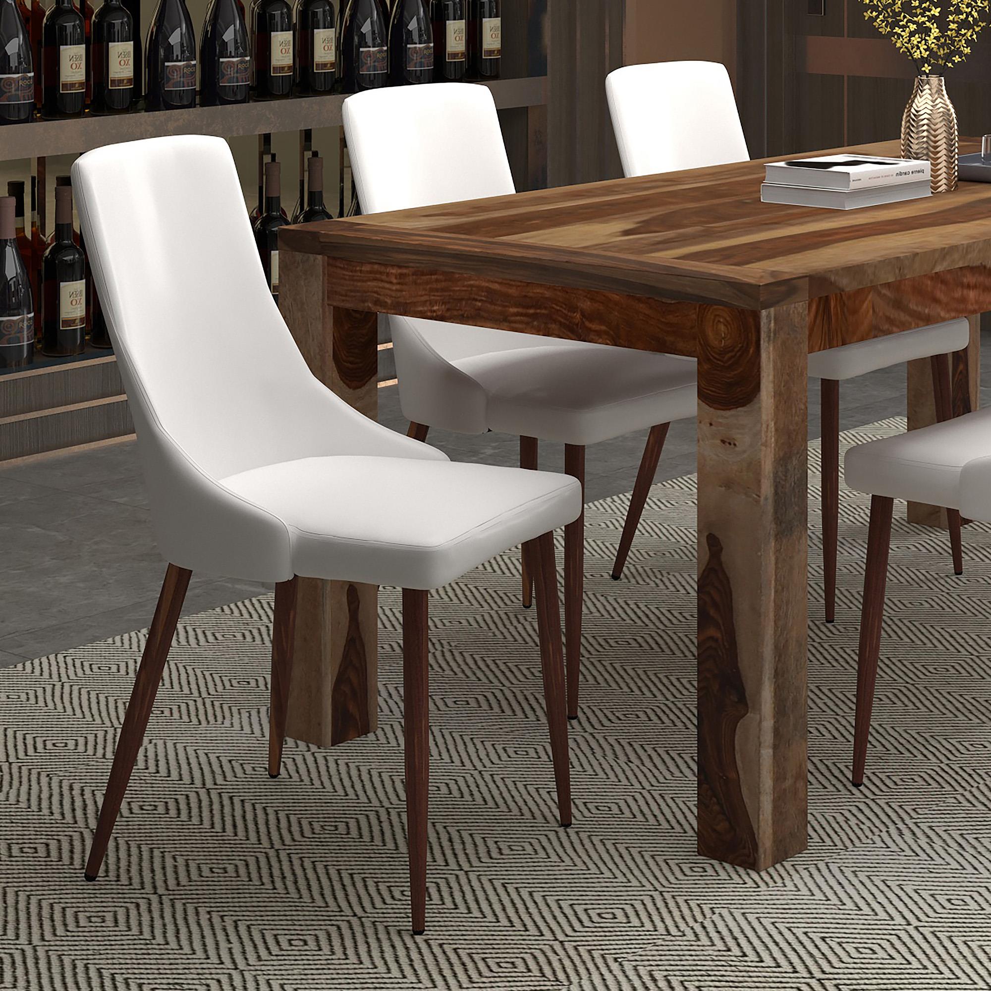  Worldwide Home Furnishings Cora 202-182PUWT Faux Leather Dining Chair - White and Walnut IMAGE 2