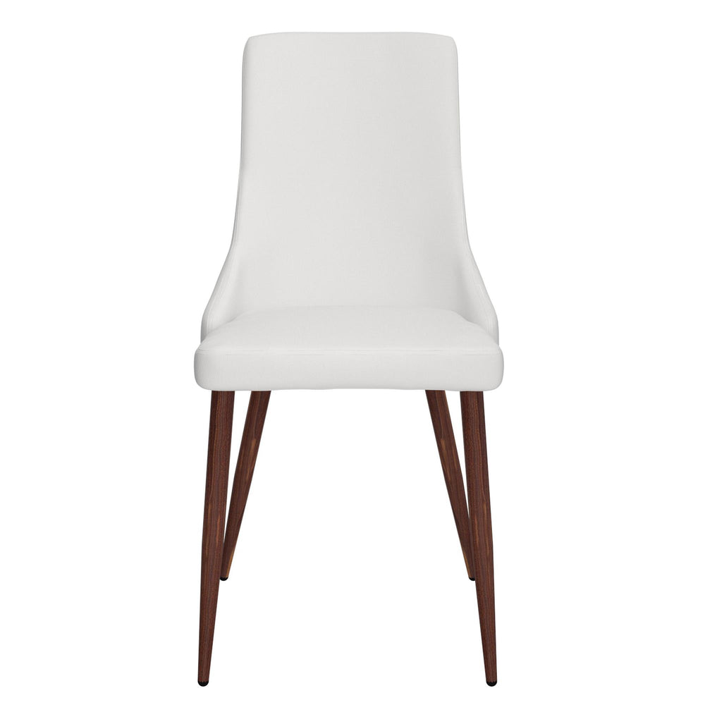  Worldwide Home Furnishings Cora 202-182PUWT Faux Leather Dining Chair - White and Walnut IMAGE 5