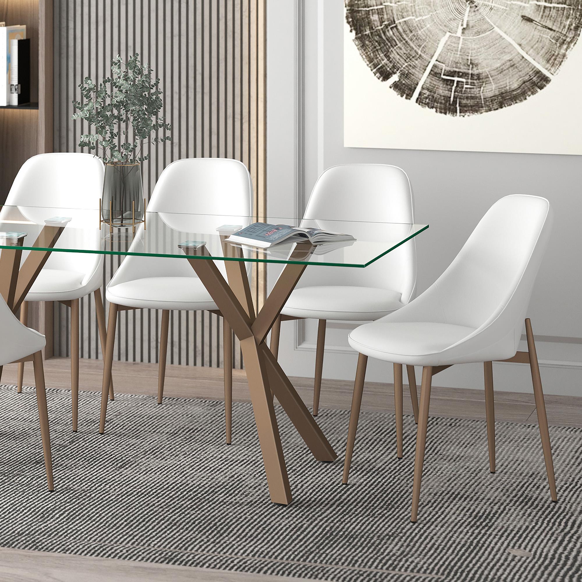  !nspire Cleo 202-636WT Dining Chair - White and Aged Gold IMAGE 2