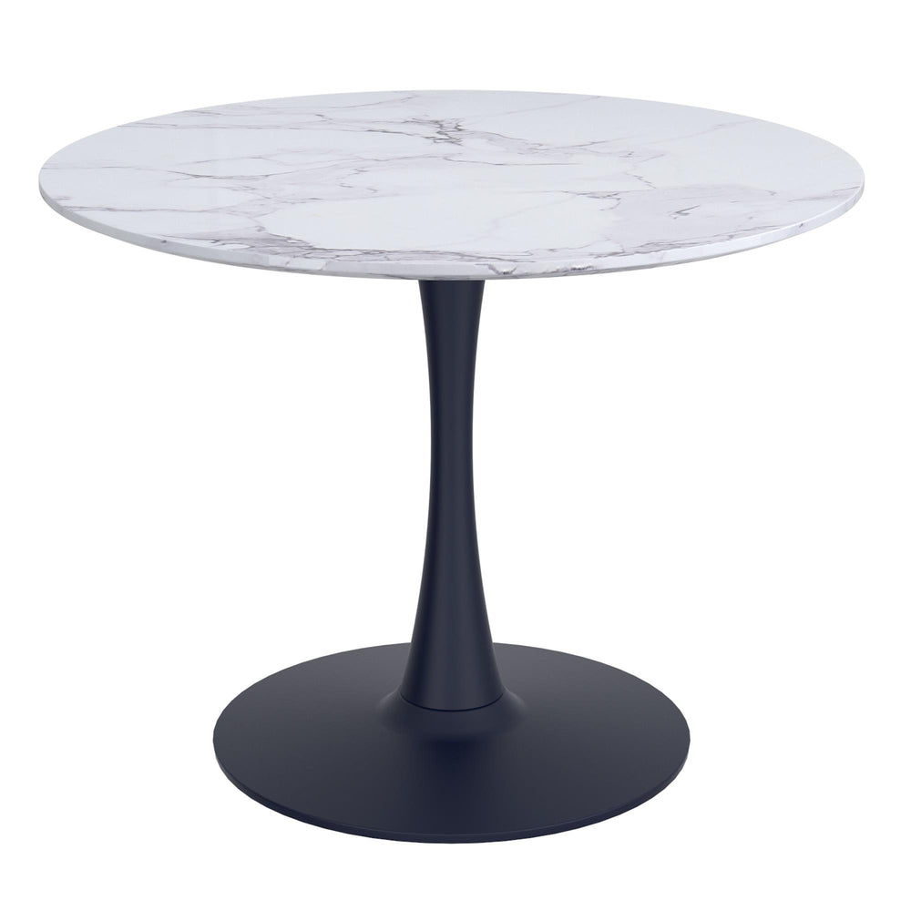  !nspire Zilo 201-671BK_S 40" Round Dining Table - White Faux Marble and Black IMAGE 1