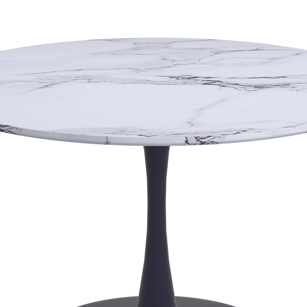  !nspire Zilo 201-671BK_L 48" Round Dining Table - White Faux Marble and Black IMAGE 3