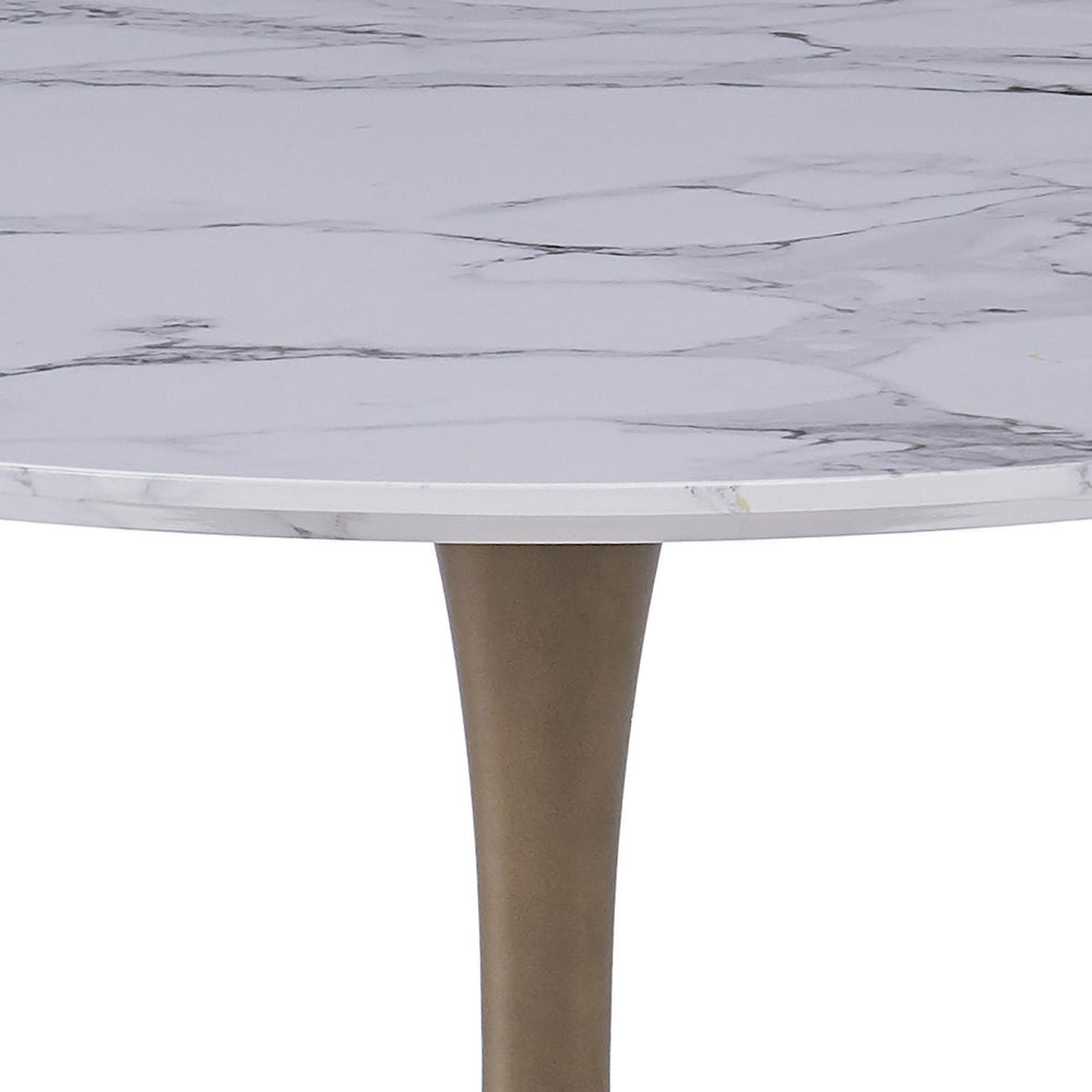  !nspire Zilo 201-671GD_L 48" Round Dining Table - White Faux Marble and Aged Gold IMAGE 3