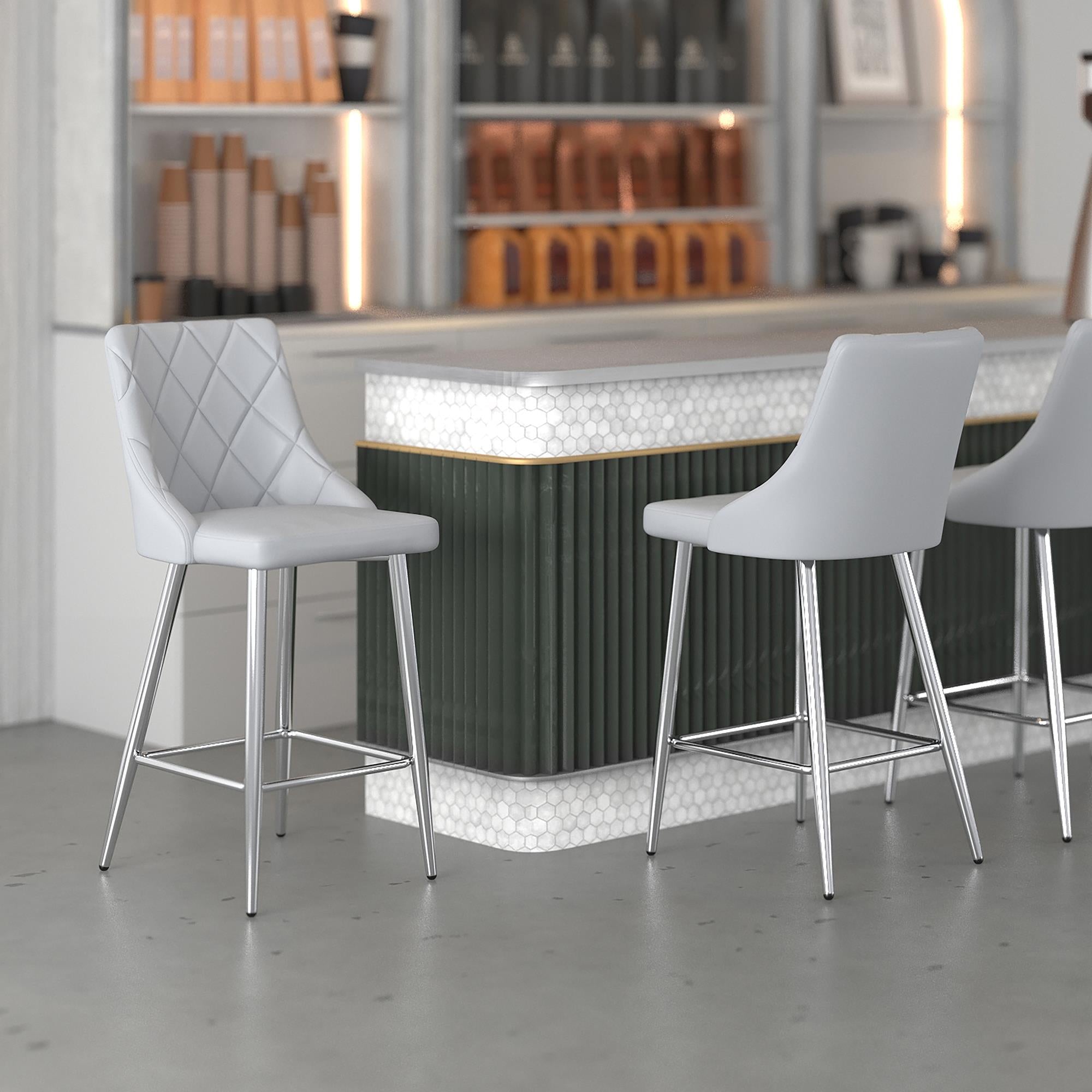  !nspire Devo 203-087LG 26" Counter Stool - Light Grey IMAGE 2