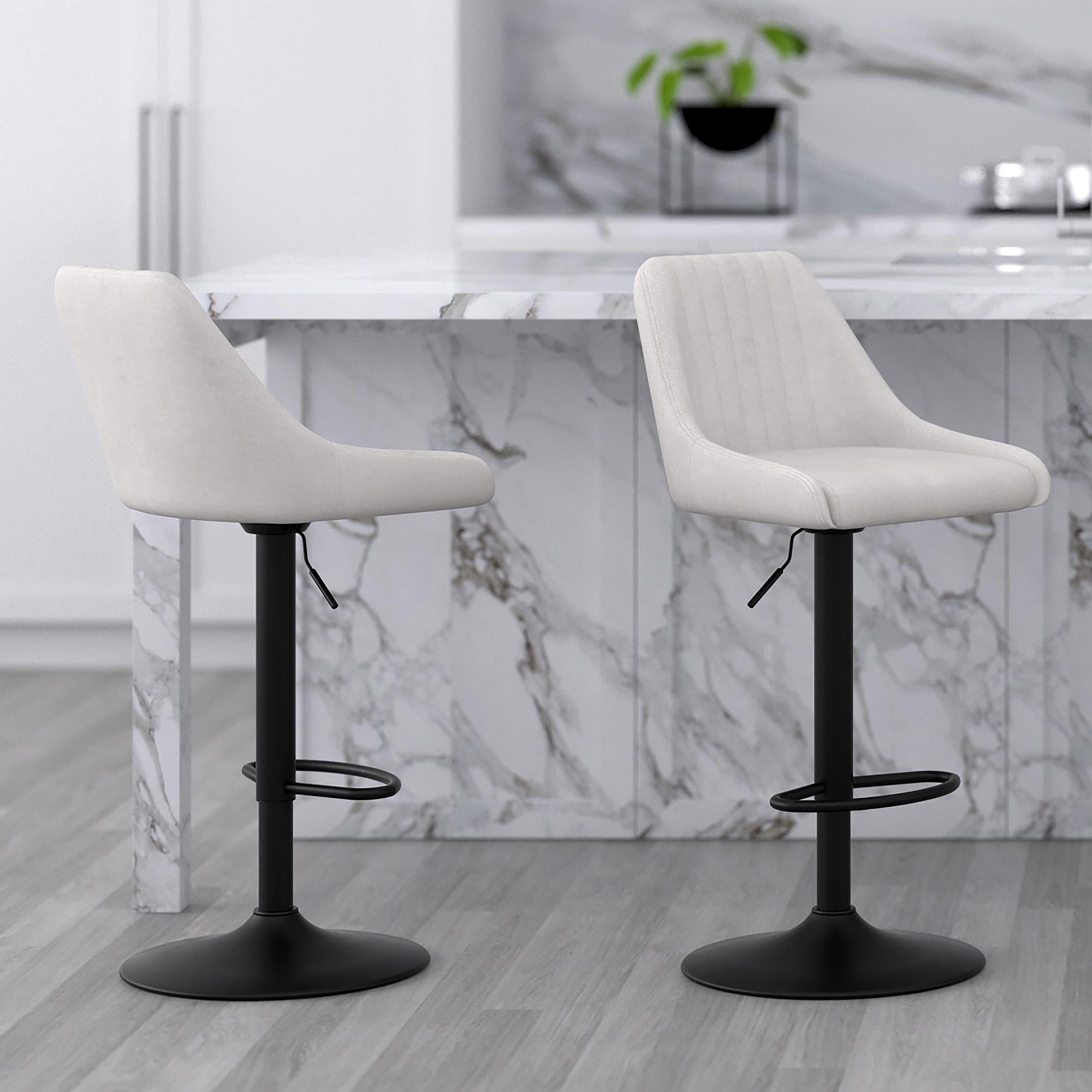  Worldwide Home Furnishings Kron 203-574BG Adjustable Height Air-Lift Swivel Stool - Beige Fabric IMAGE 2