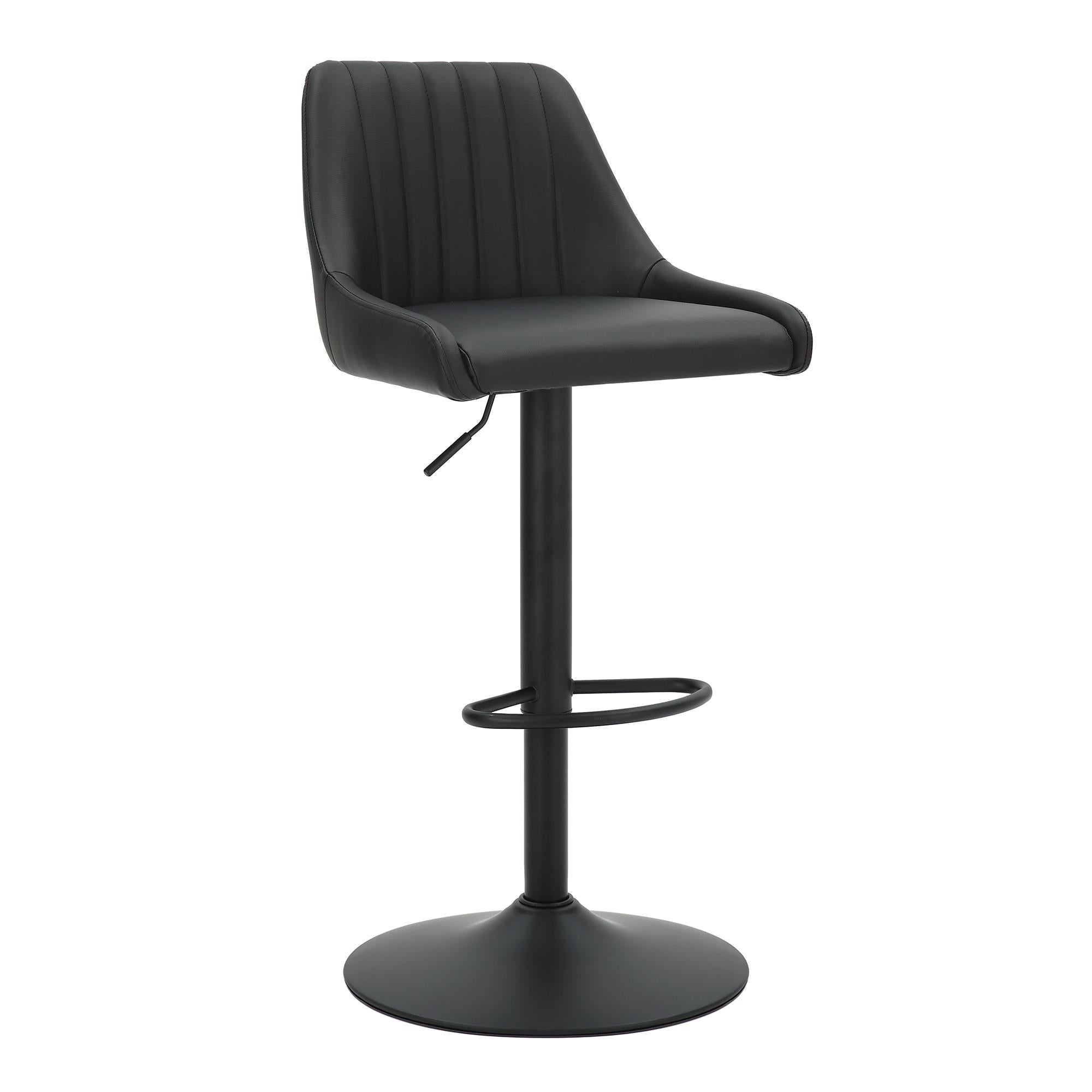  Worldwide Home Furnishings Kron 203-574PUBK Adjustable Height Air-Lift Swivel Stool - Black Faux Leather IMAGE 1