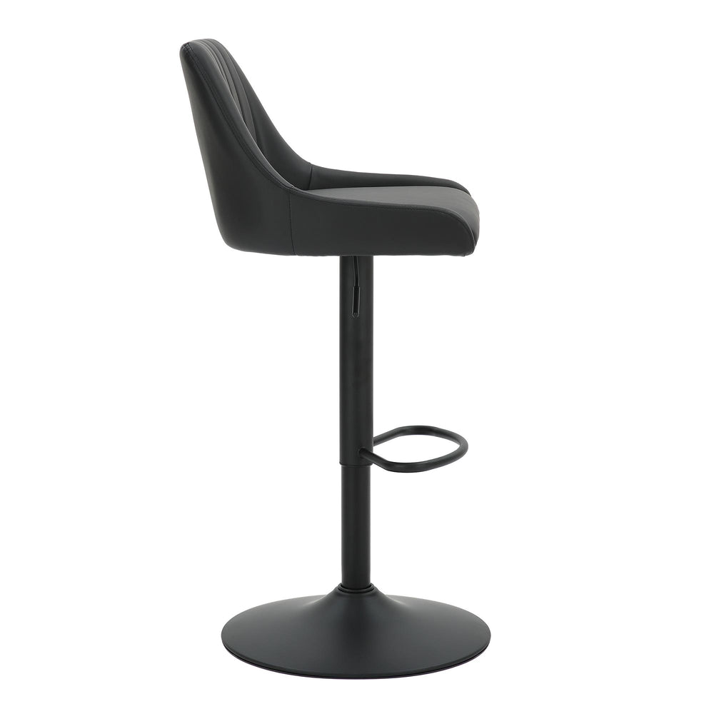  Worldwide Home Furnishings Kron 203-574PUBK Adjustable Height Air-Lift Swivel Stool - Black Faux Leather IMAGE 4
