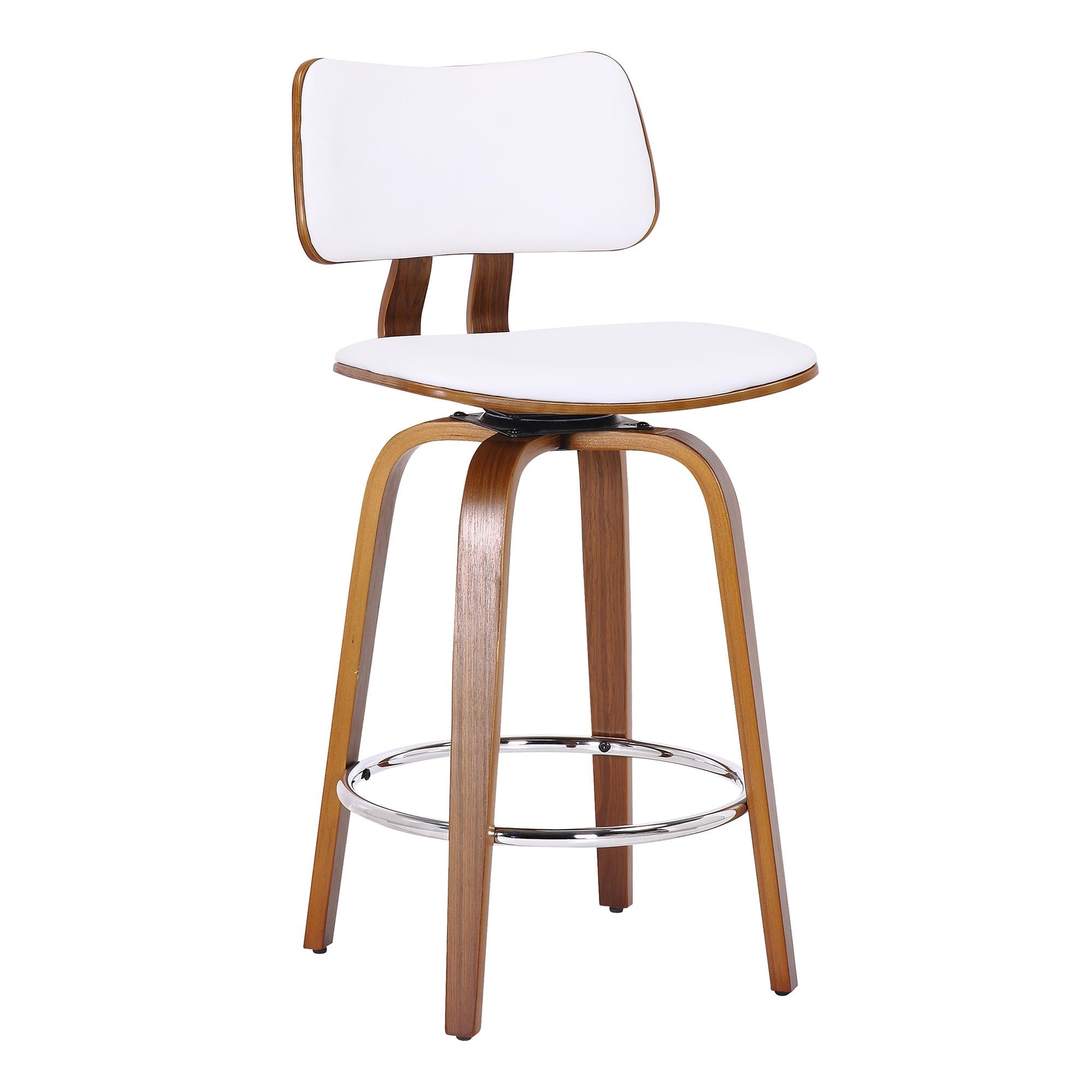 !nspire Zuni 203-581PUWT 26" Counter Stool with Swivel - White Faux Leather and Walnut IMAGE 1