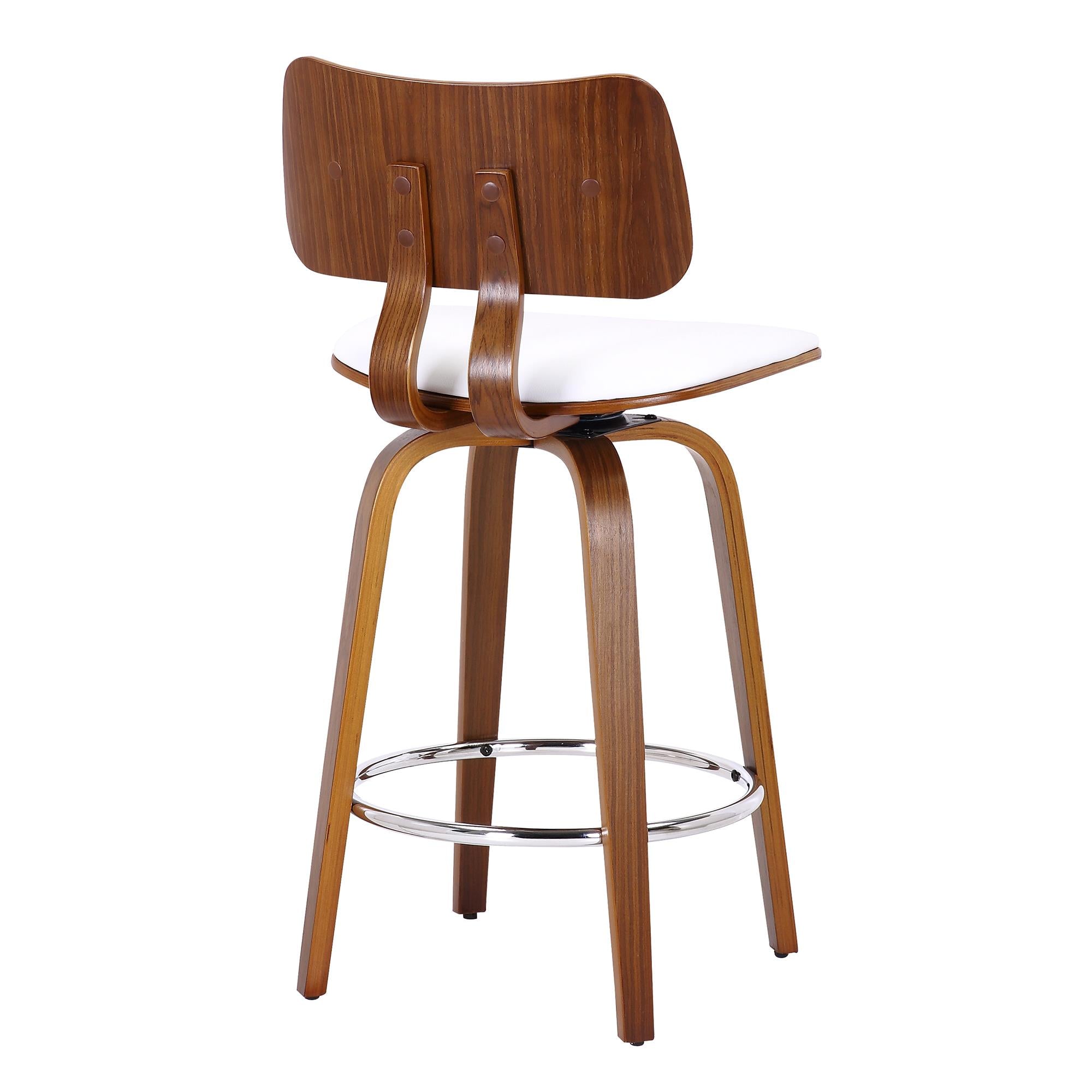  !nspire Zuni 203-581PUWT 26" Counter Stool with Swivel - White Faux Leather and Walnut IMAGE 3