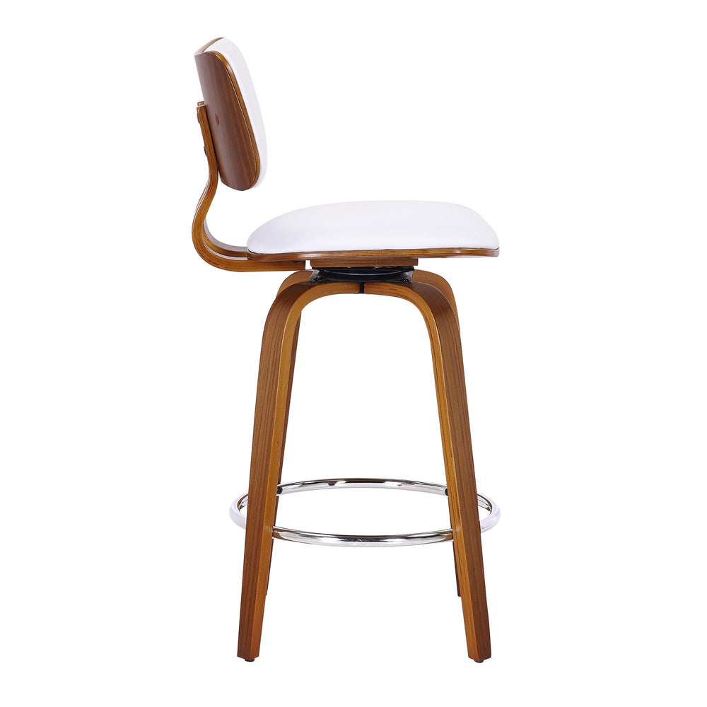  !nspire Zuni 203-581PUWT 26" Counter Stool with Swivel - White Faux Leather and Walnut IMAGE 4