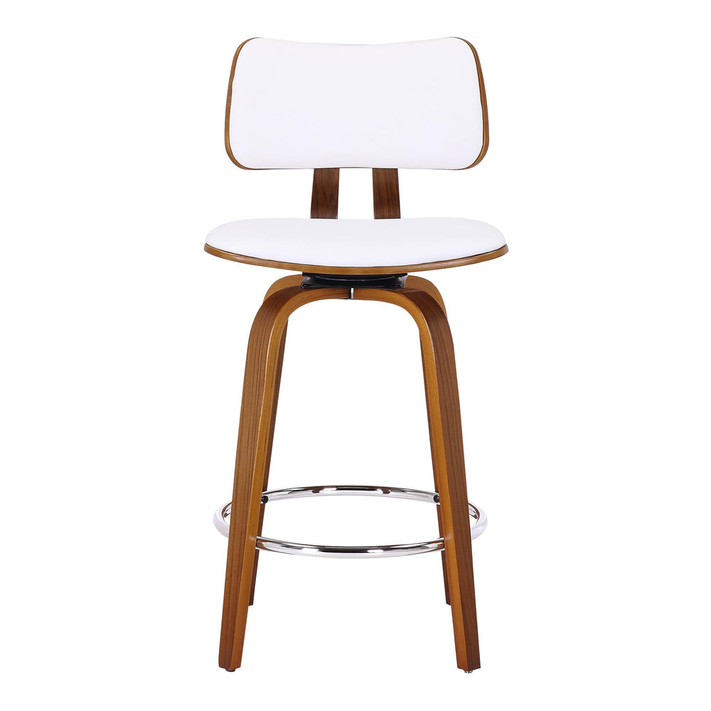  !nspire Zuni 203-581PUWT 26" Counter Stool with Swivel - White Faux Leather and Walnut IMAGE 5