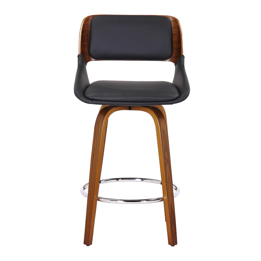  !nspire Hudson 203-582PUBK 26" Counter Stool with Swivel - Black Faux Leather and Walnut IMAGE 5