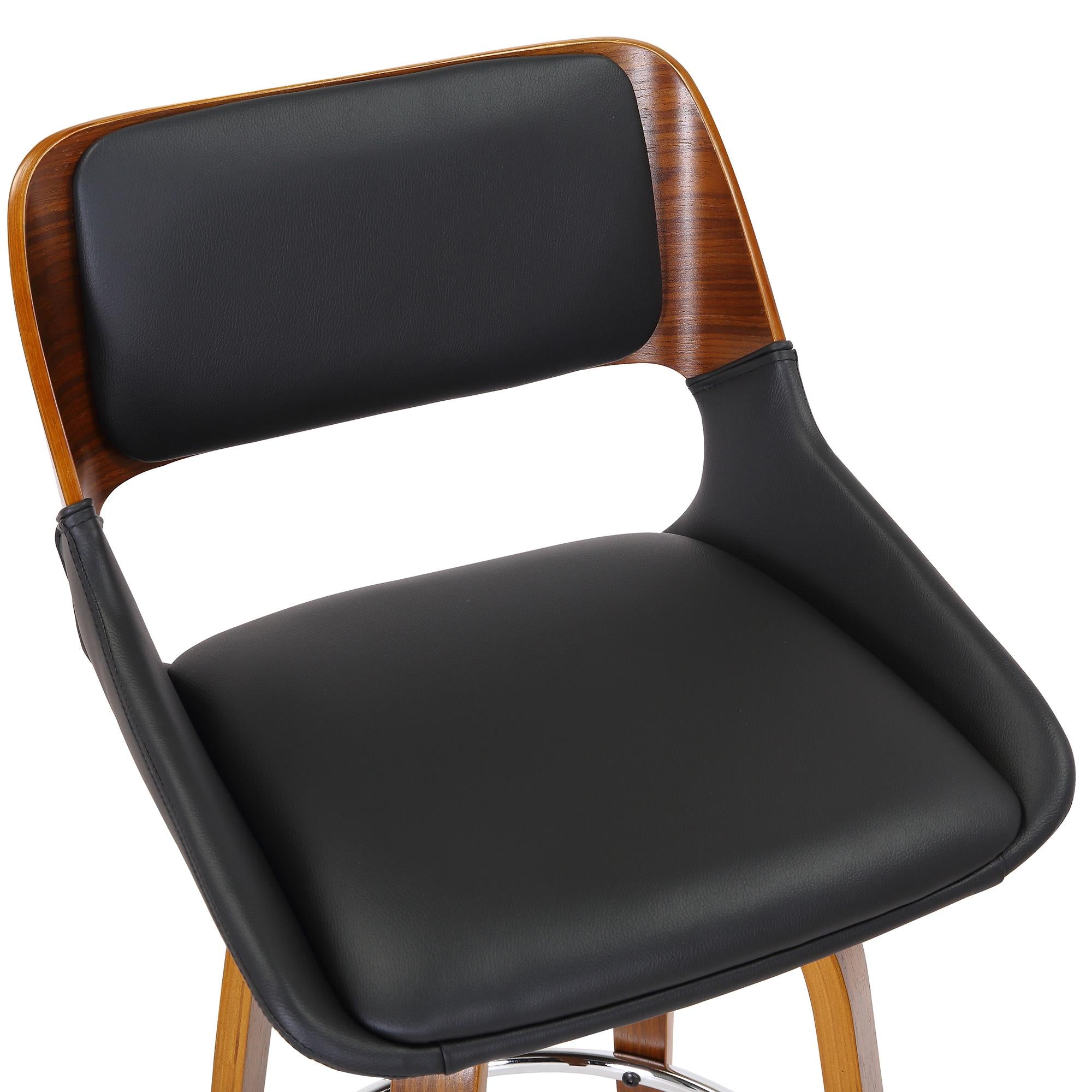  !nspire Hudson 203-582PUBK 26" Counter Stool with Swivel - Black Faux Leather and Walnut IMAGE 6