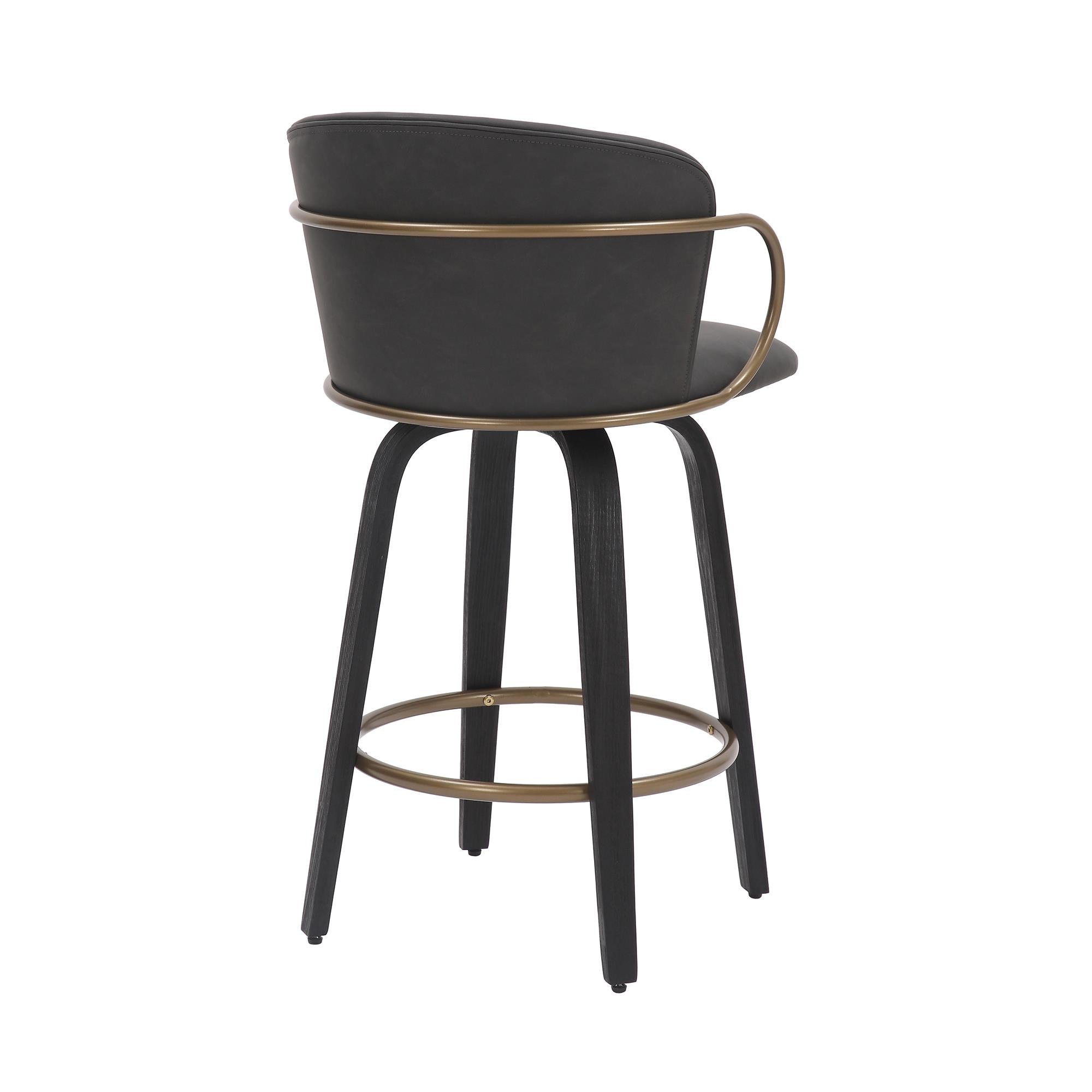  !nspire Lawson 203-634CH 26" Counter Stool with Swivel - Vintage Charcoal, Black and Aged Gold IMAGE 3