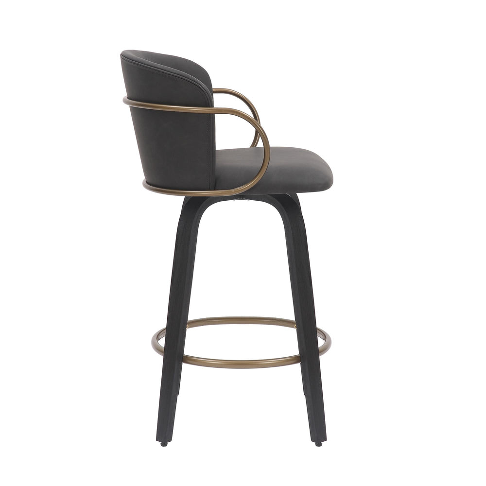  !nspire Lawson 203-634CH 26" Counter Stool with Swivel - Vintage Charcoal, Black and Aged Gold IMAGE 4