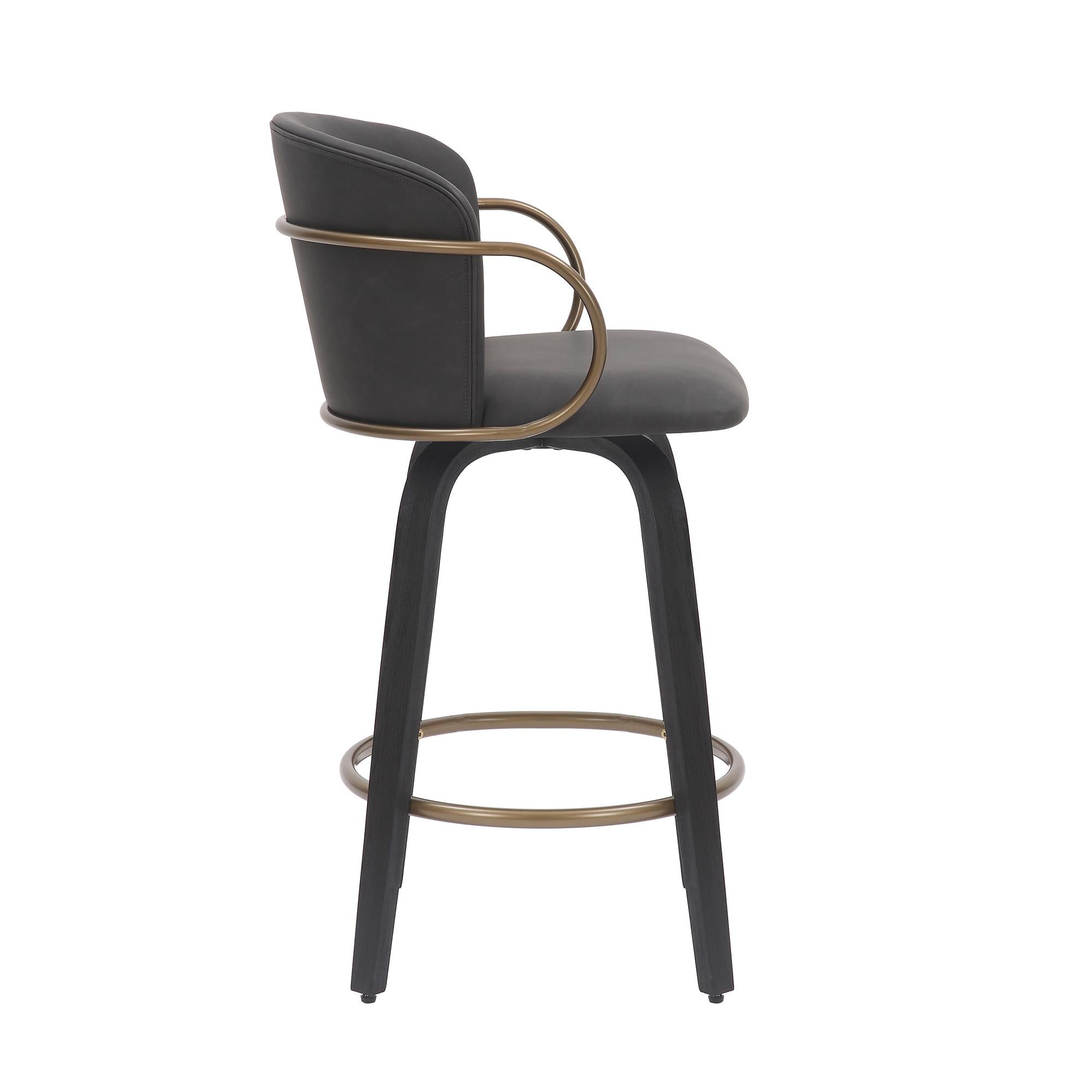  !nspire Lawson 203-634CH 26" Counter Stool with Swivel - Vintage Charcoal, Black and Aged Gold IMAGE 4